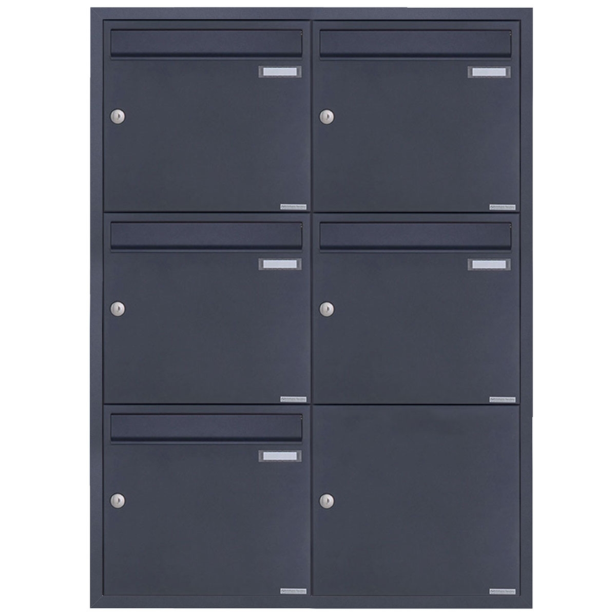 5er 2x3 Edelstahl Unterputz Briefkastenanlage BASIC Plus 382XU UP - RAL nach Wahl - 5 Parteien 5er 2x3 Edelstahl Unterputz Briefkastenanlage BASIC Plus 382XU UP - RAL nach Wahl - 5 Parteien