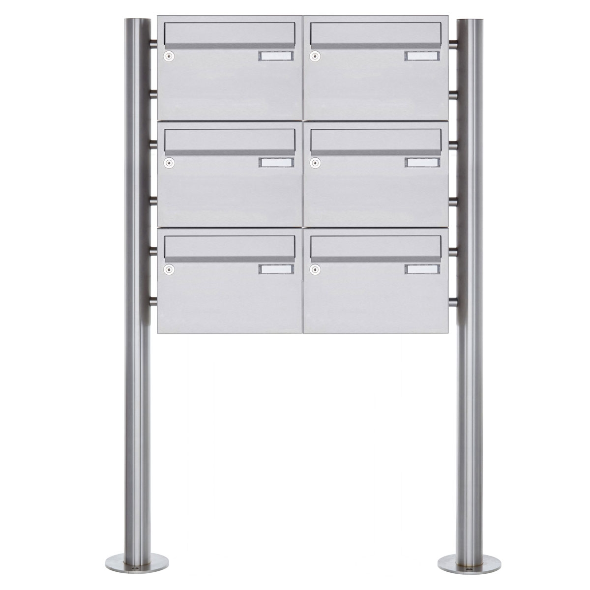 Cassetta per le lettere 6er 3x2 in acciaio inox Design BASIC Plus 385 220 X ST R - acciaio inox V2A