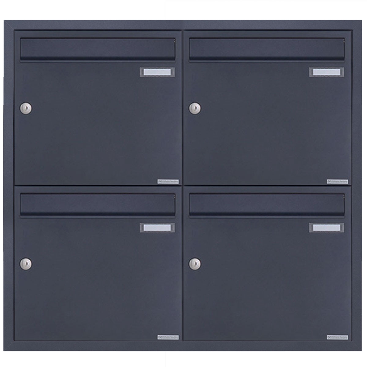 4 x 2 stainless steel flush-mounted letterbox system BASIC Plus 382XU UP - RAL of your choice - 4 parties 4 x 2 stainless steel flush-mounted letterbox system BASIC Plus 382XU UP - RAL of your choice - 4 parties