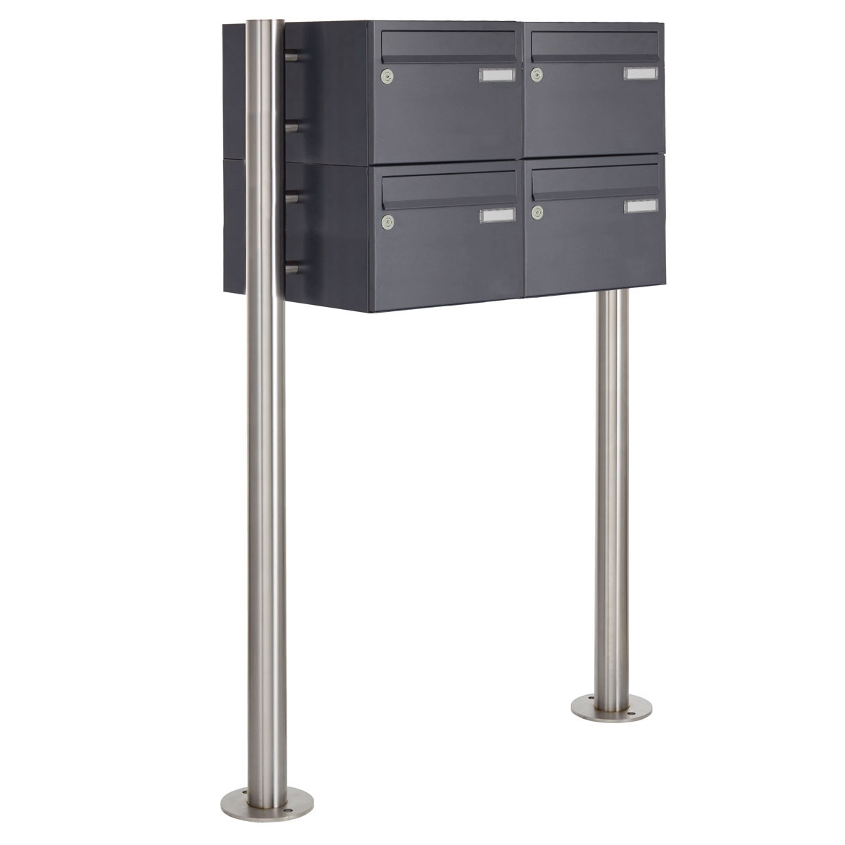 4er 2x2 Briefkastenanlage freistehend Design BASIC 385220 7016 ST-R - RAL 7016 anthrazitgrau