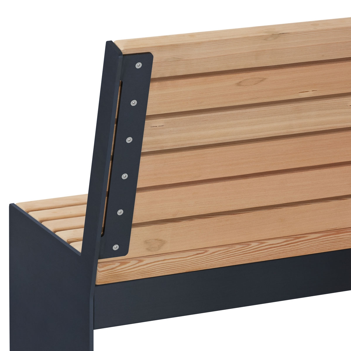 Panca design NOVALIS con schienale - acciaio inox verniciato a polvere - abete di Douglas oliato