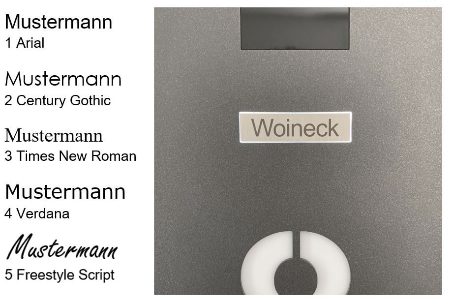 Nameplate/bell push small D11x made of stainless steel with laser engraving grey Nameplate/bell push small D11x made of stainless steel with laser engraving grey
