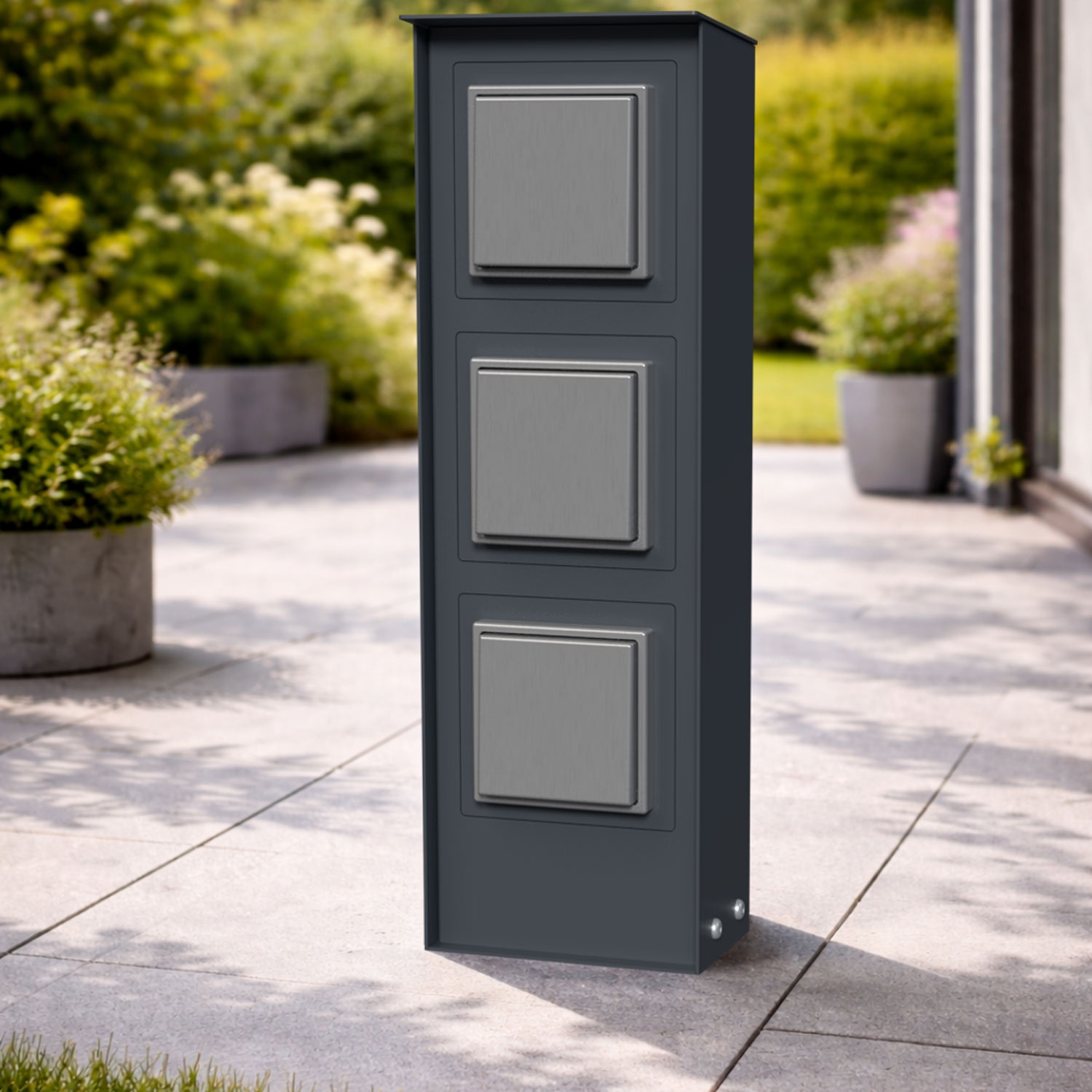 Modular socket outlet pillar ORDO for floor mounting - 411 mm - RAL 7016 anthracite grey