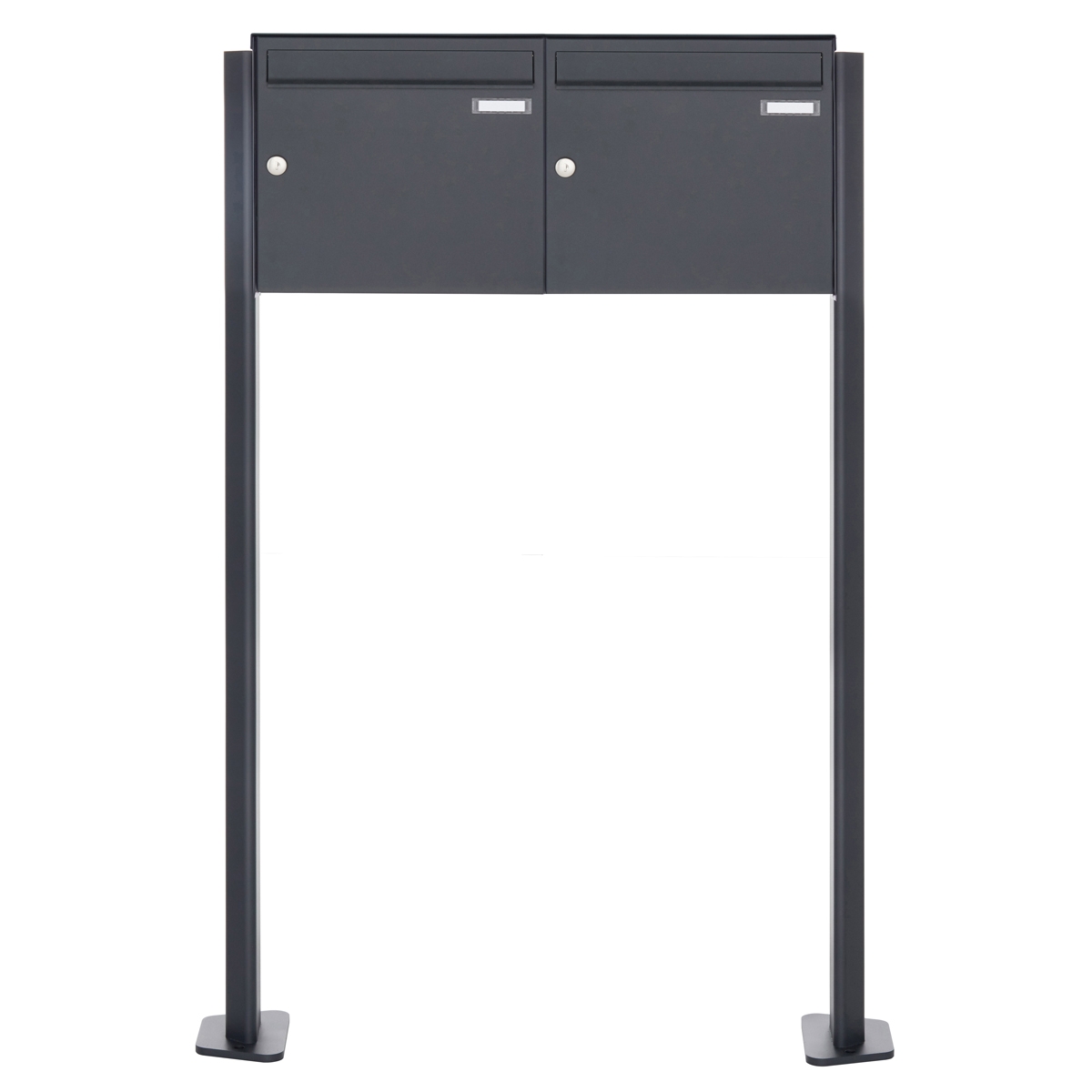 2er 2x1 Edelstahl Standbriefkasten Design BASIC Plus 380 ST-T - RAL nach Wahl 2er 2x1 Edelstahl Standbriefkasten Design BASIC Plus 380 ST-T - RAL nach Wahl