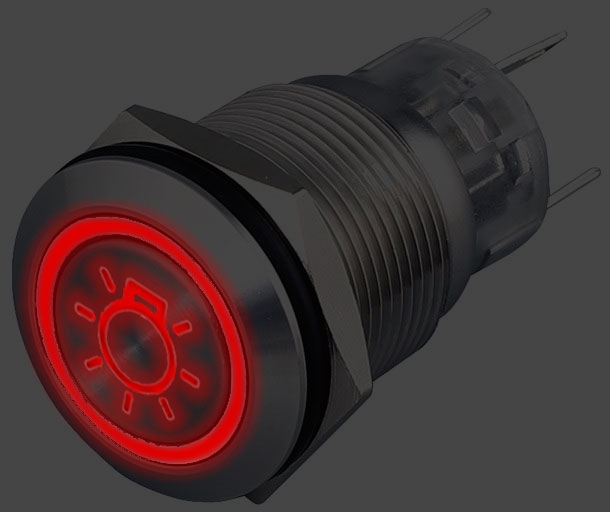 c0971ba78eb339d823ede2abb944038e264633bc Stainless steel light switch BASIC type 4 with LED symbol & ring illumination red