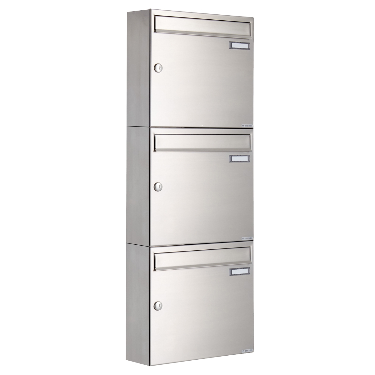 3er 1x3 Edelstahl Aufputz Briefkastenanlage Design BASIC 382A-AP 3er 1x3 Edelstahl Aufputz Briefkastenanlage Design BASIC 382A-AP