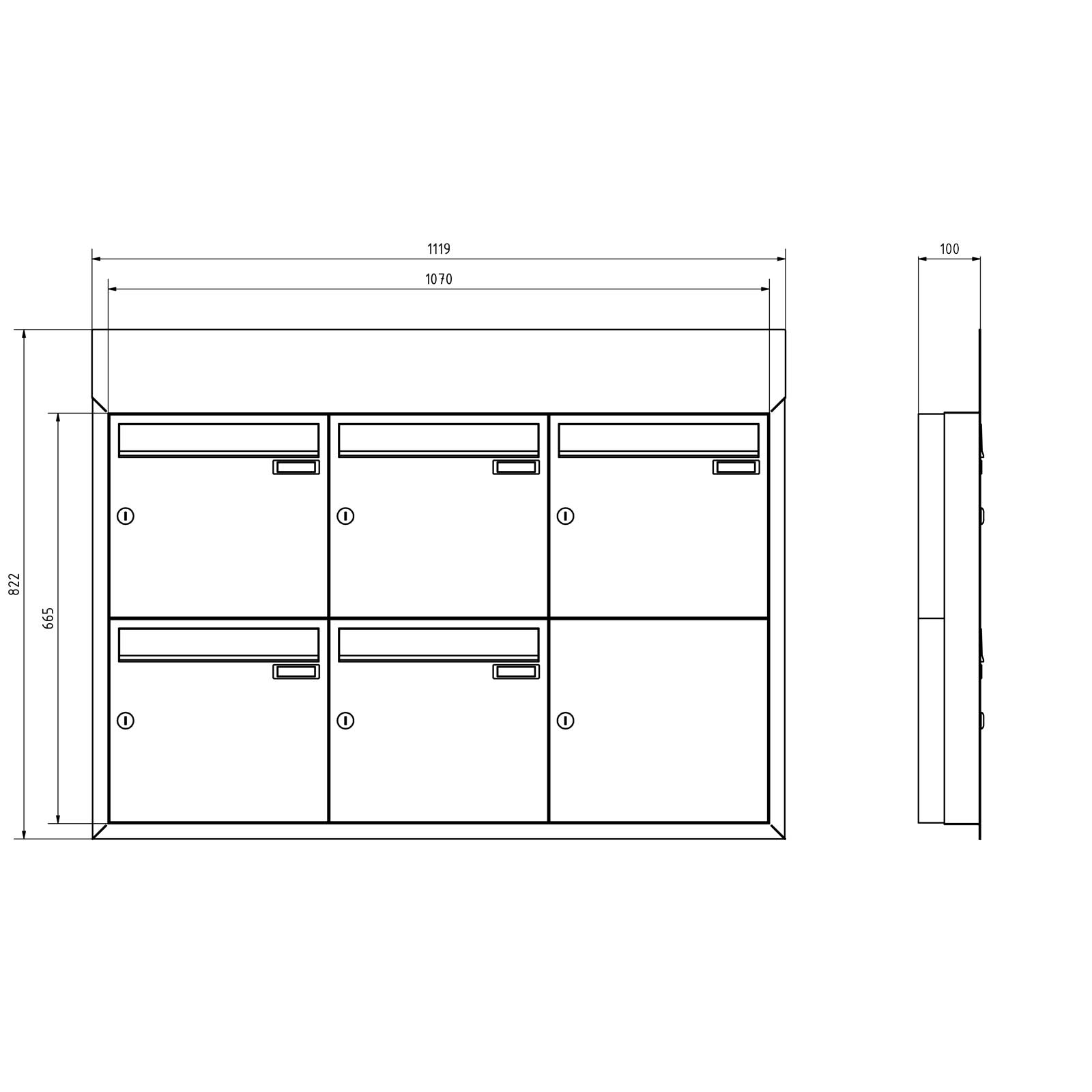 5-piece flush-mounted letterbox system BASIC - Edition NELLY - BI-Color VA-RAL 7016 anthracite grey 5-piece flush-mounted letterbox system BASIC - Edition NELLY - BI-Color VA-RAL 7016 anthracite grey