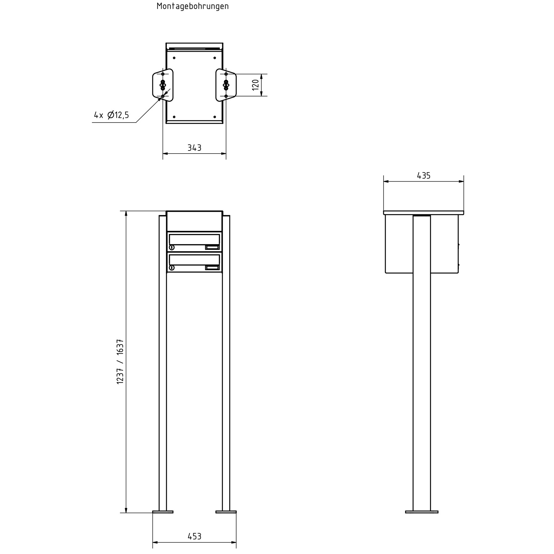 2-piece stainless steel free-standing letterbox Design BASIC Plus 385 XP SP with bell box - RAL of your choice 2-piece stainless steel free-standing letterbox Design BASIC Plus 385 XP SP with bell box - RAL of your choice