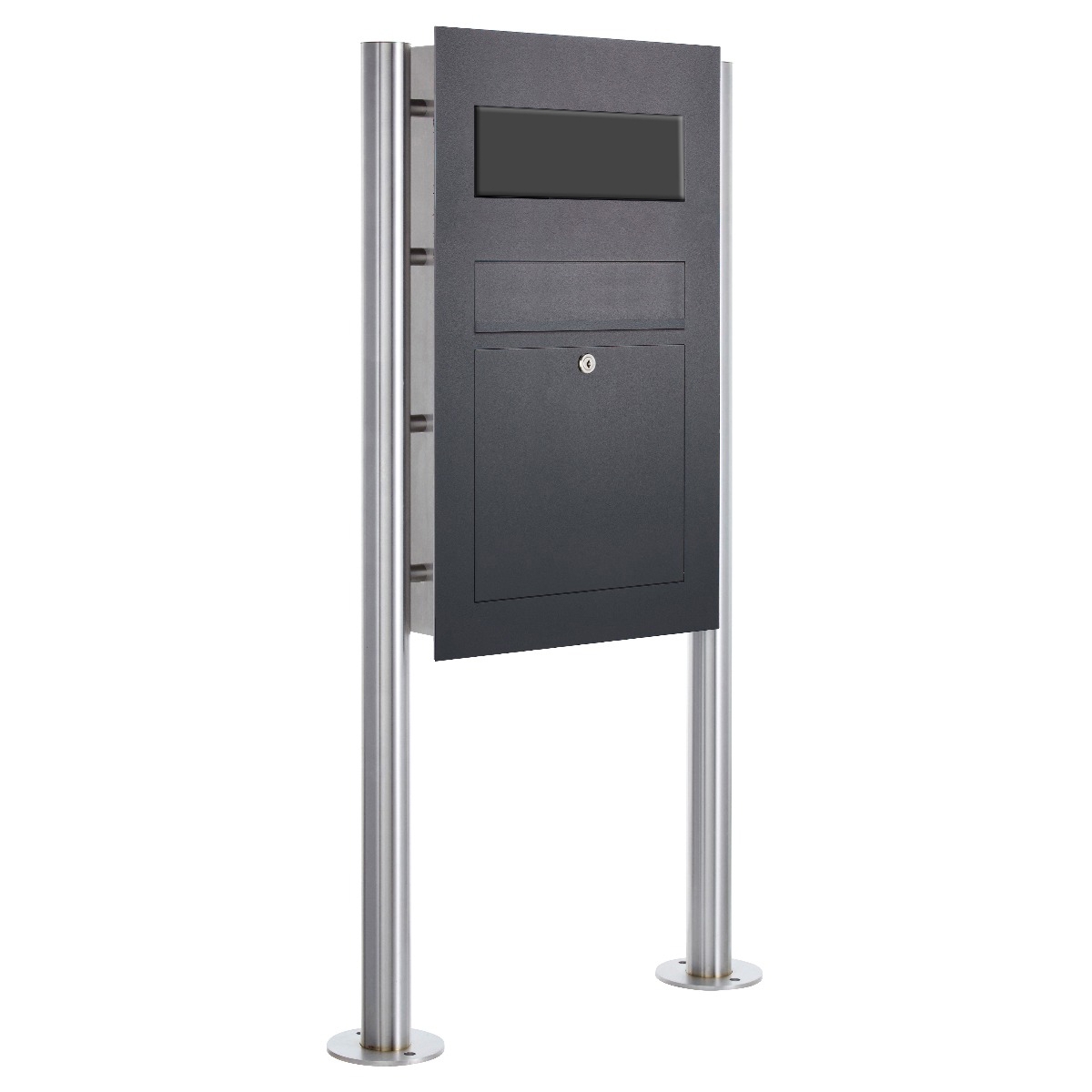 Cassetta per le lettere autoportante in acciaio inox Designer BIG - RAL a scelta - Sistema GIRA 106 - predisposta per 3 ingressi Cassetta per le lettere autoportante in acciaio inox Designer BIG - RAL a scelta - Sistema GIRA 106 - predisposta per 3 ingressi