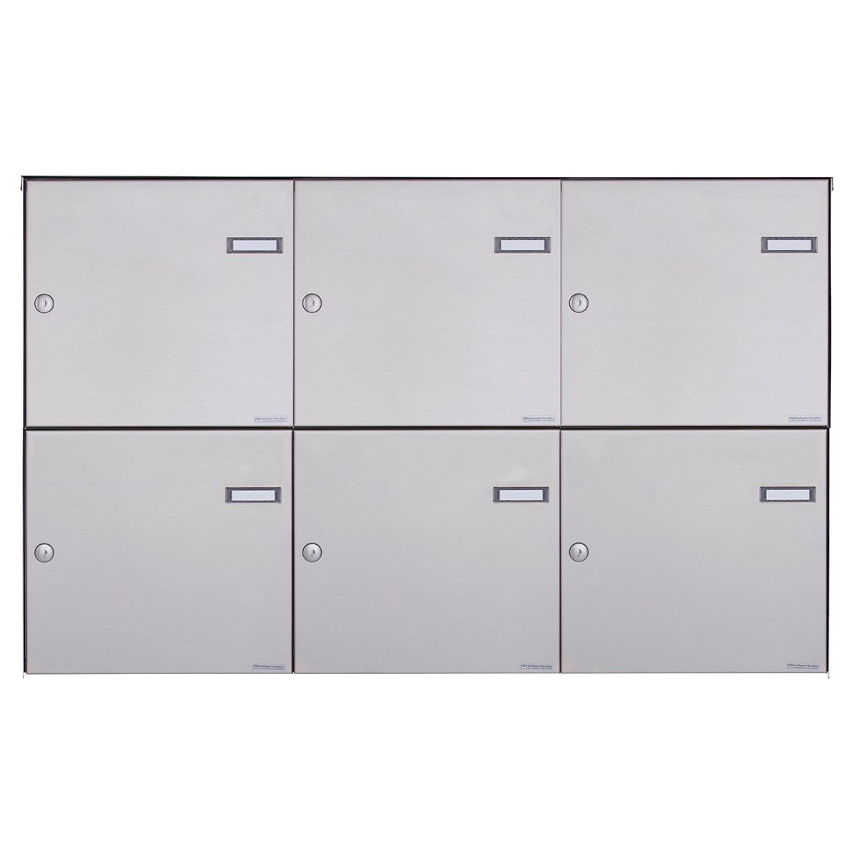 6er 3x2 Edelstahl Zaunbriefkasten BASIC Plus 382XZ - Entnahme rückseitig