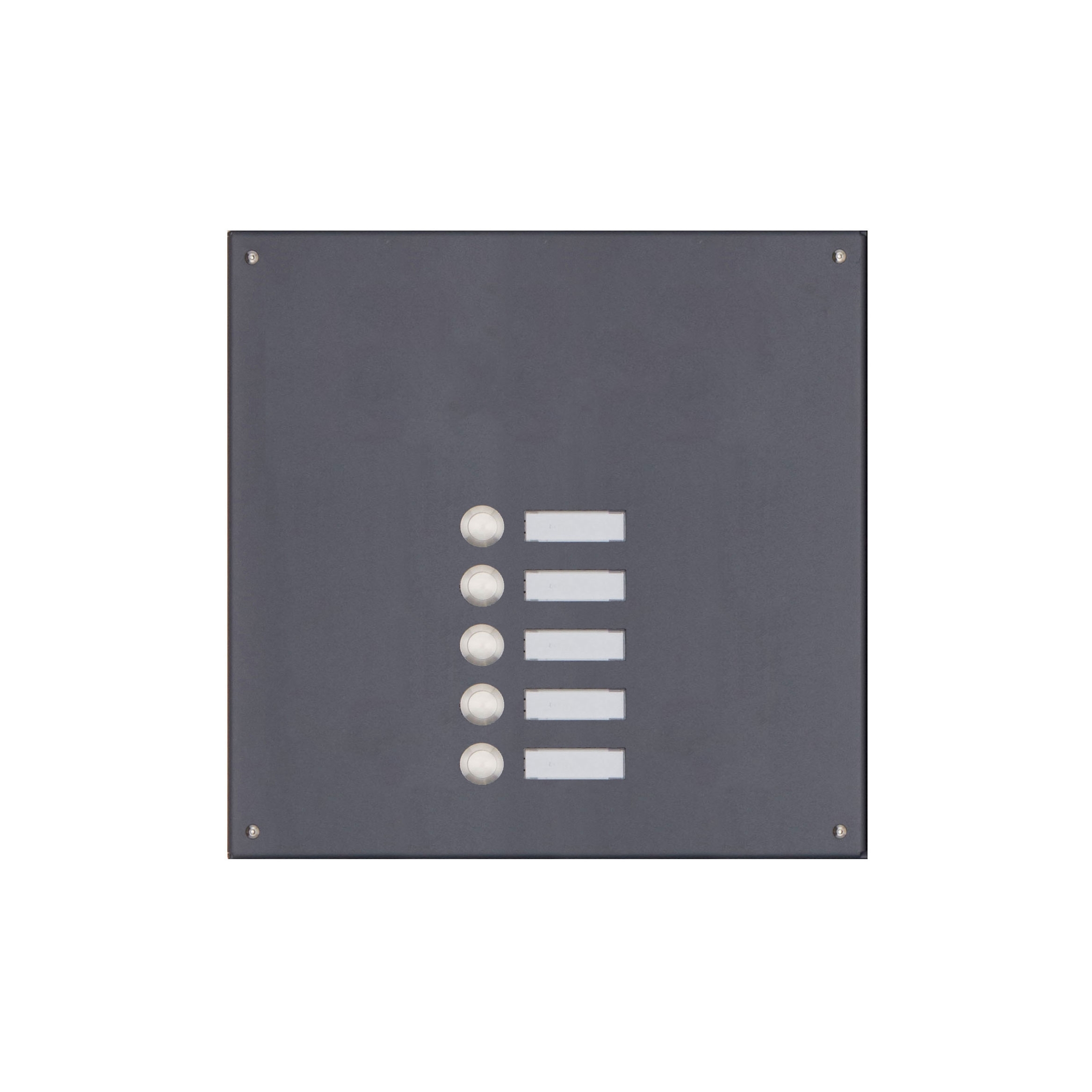 Edelstahl-Blende 355x330 für 5 Partei ohne Sprechlochung, RAL 7016 feinstruktur matt Edelstahl-Blende 355x330 für 5 Partei ohne Sprechlochung, RAL 7016 feinstruktur matt