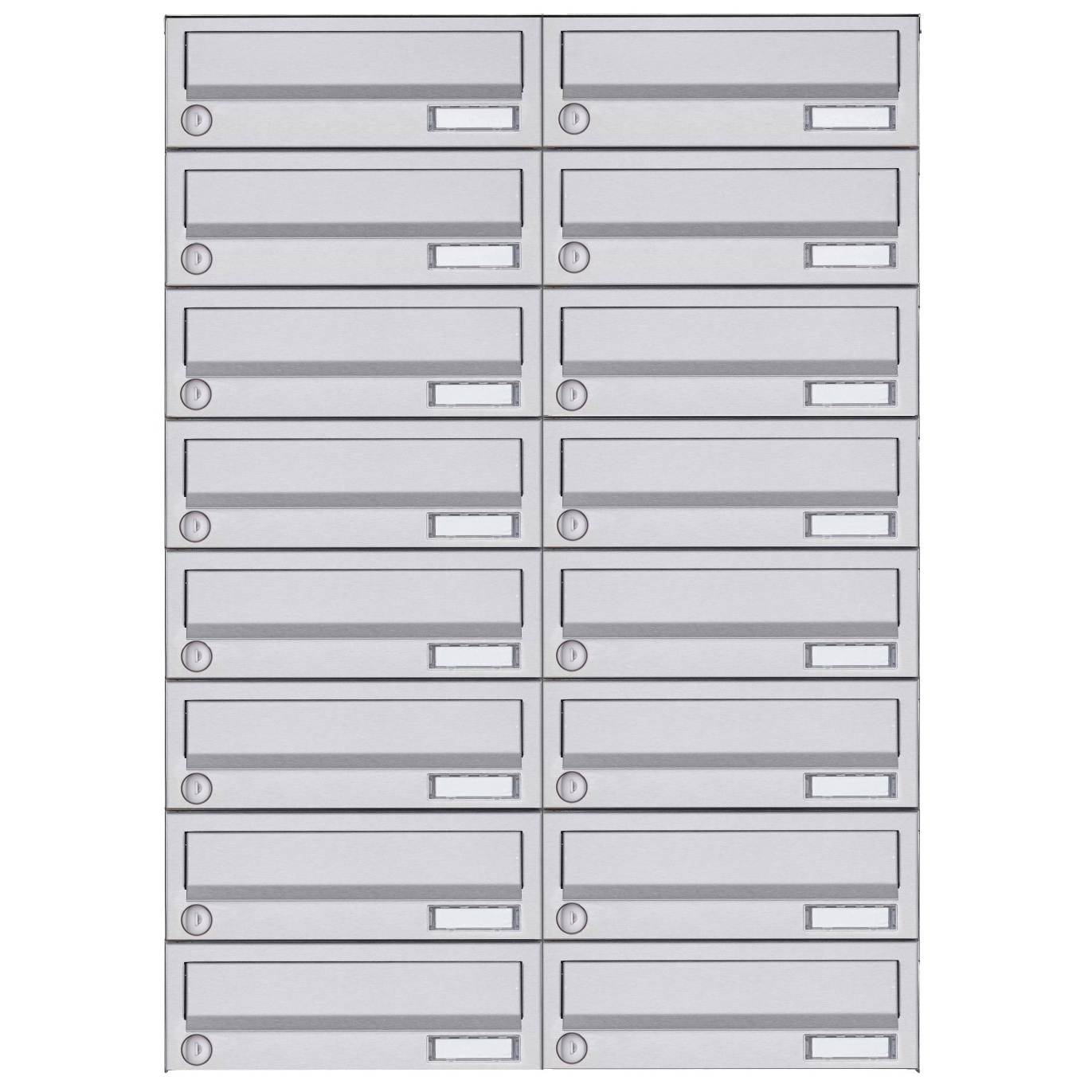 16er 8x2 Aufputz Briefkastenanlage Design BASIC 385A- VA AP - Edelstahl V2A, geschliffen