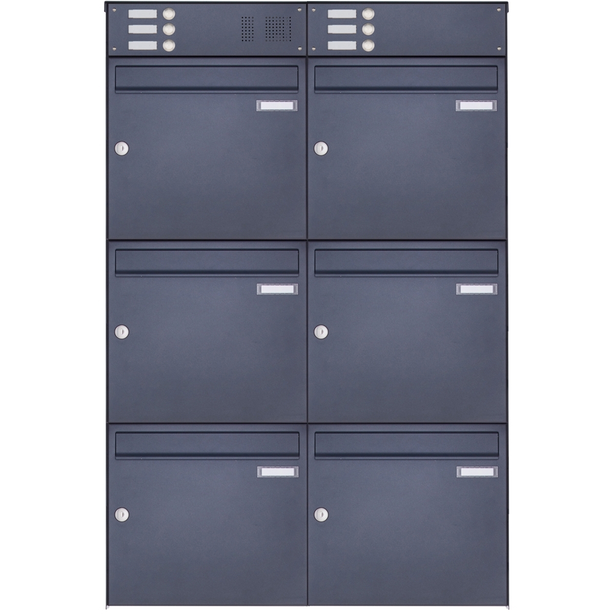 6-piece stainless steel surface-mounted letterbox design BASIC Plus 382XA AP with bell box - RAL of your choice