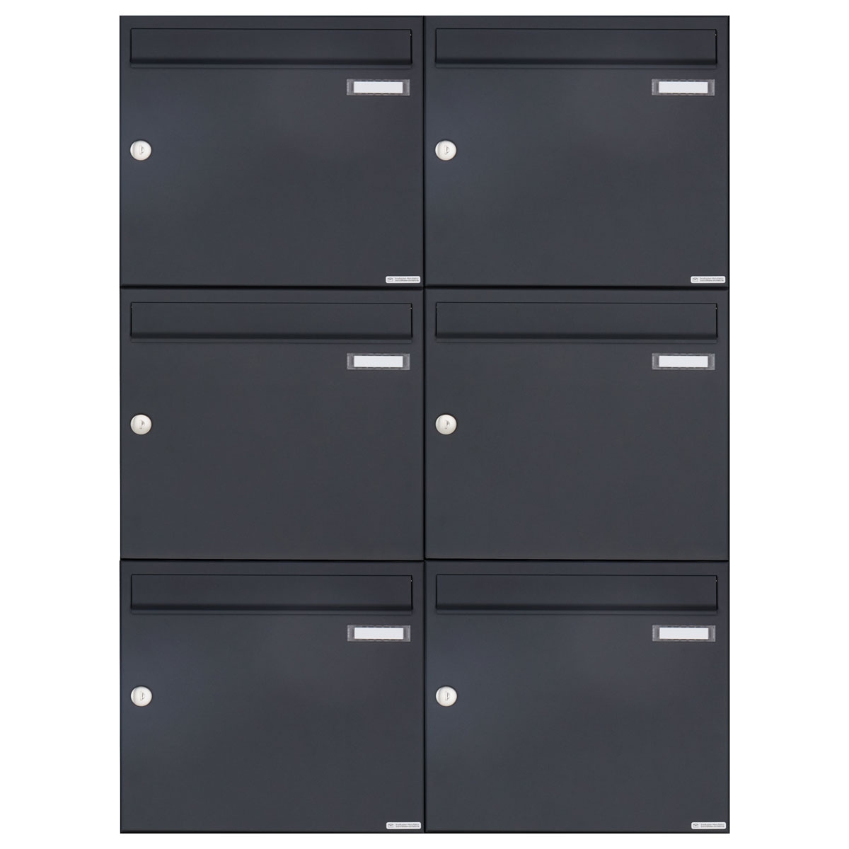 6er 2x3 surface-mounted letterbox design BASIC 382A AP - RAL 7016 anthratzite grey 6er 2x3 surface-mounted letterbox design BASIC 382A AP - RAL 7016 anthratzite grey