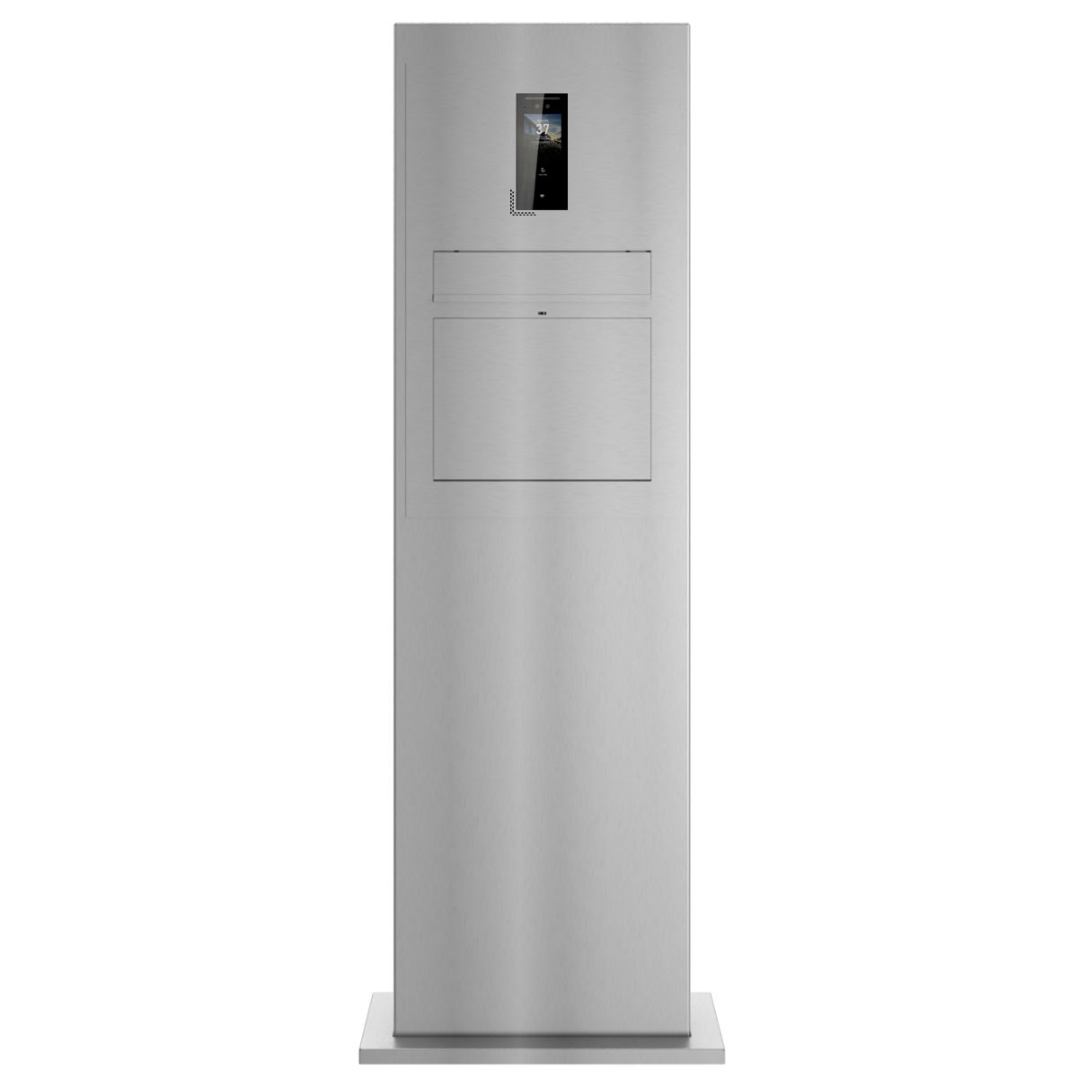 Pedestal buzón de diseño GRIMM - acero inoxidable pulido con sistema de videoportero Ekinex Dico IP