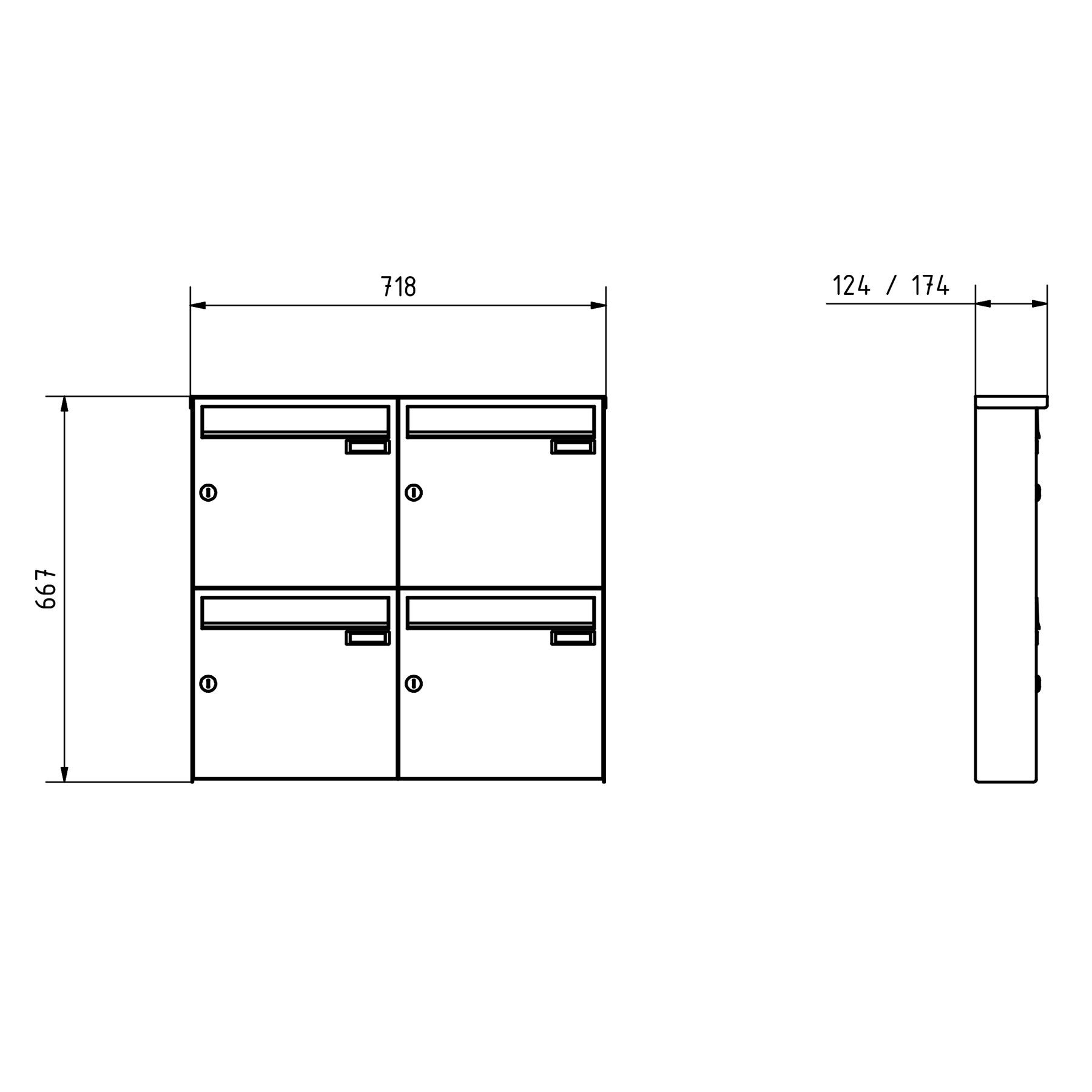 4er Edelstahl Aufputz Briefkasten Design BASIC Plus 382XA AP - Edelstahl V2A geschliffen 4er Edelstahl Aufputz Briefkasten Design BASIC Plus 382XA AP - Edelstahl V2A geschliffen