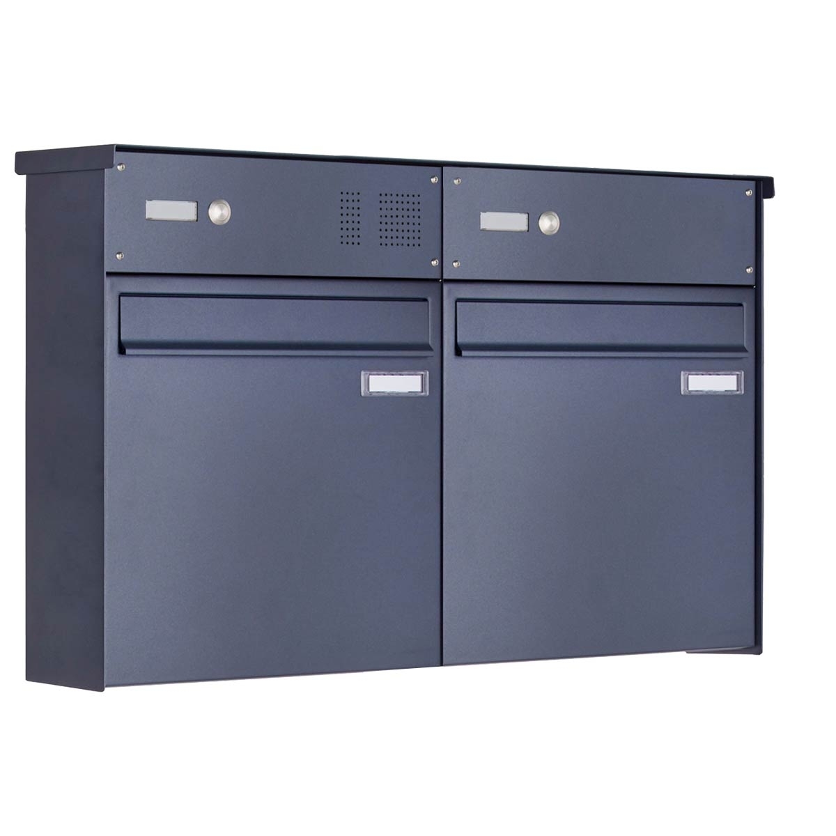 2er 1x2 stainless steel fence letterbox BASIC Plus 382XZ with bell box - RAL of your choice - removal from the rear 2er 1x2 stainless steel fence letterbox BASIC Plus 382XZ with bell box - RAL of your choice - removal from the rear