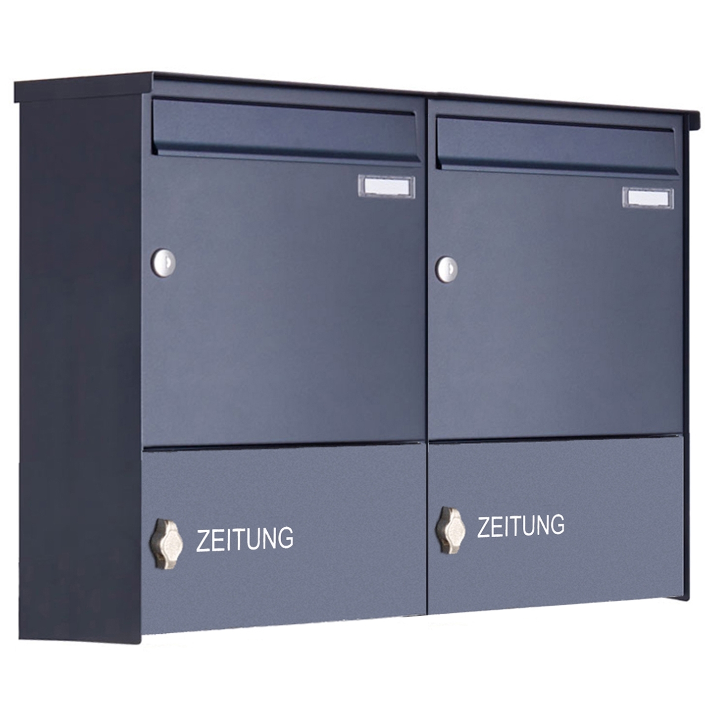 2er Aufputz Briefkasten Design BASIC 382A AP mit Zeitungsfach geschlossen - RAL 7016 anthrazitgrau 2er Aufputz Briefkasten Design BASIC 382A AP mit Zeitungsfach geschlossen - RAL 7016 anthrazitgrau
