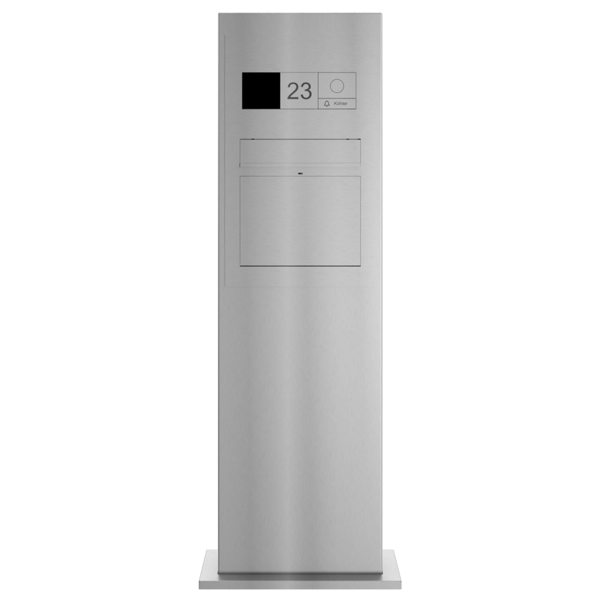 Design letterbox pedestal GRIMM - polished stainless steel - GIRA System 106 - 3-gang prepared
