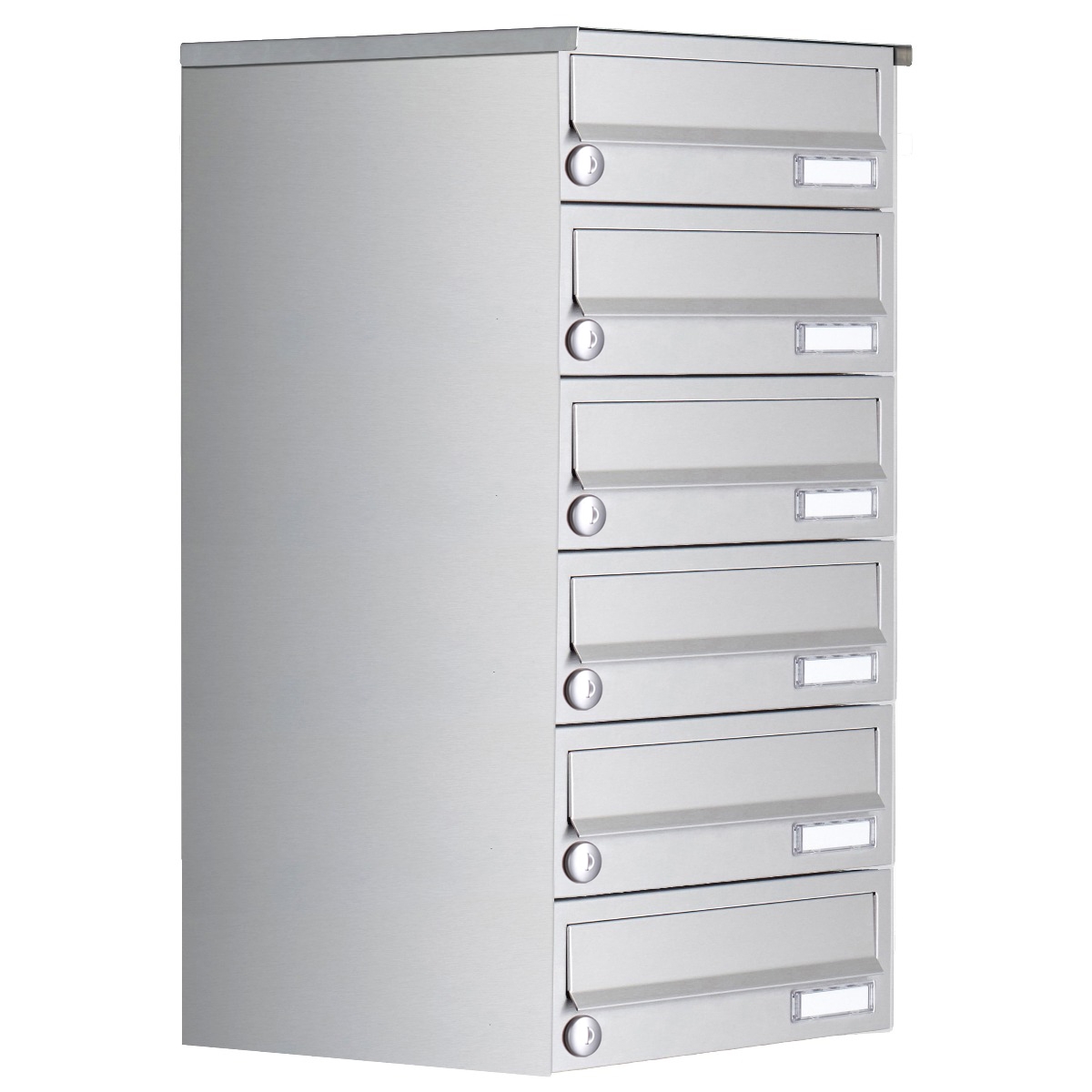 6er Aufputz Briefkastenanlage Design BASIC 385A- VA AP - Edelstahl V2A, geschliffen