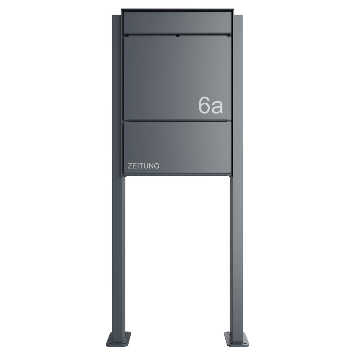 Design pedestal letterbox GOETHE ST-Q with newspaper compartment - RAL of your choice Design pedestal letterbox GOETHE ST-Q with newspaper compartment - RAL of your choice