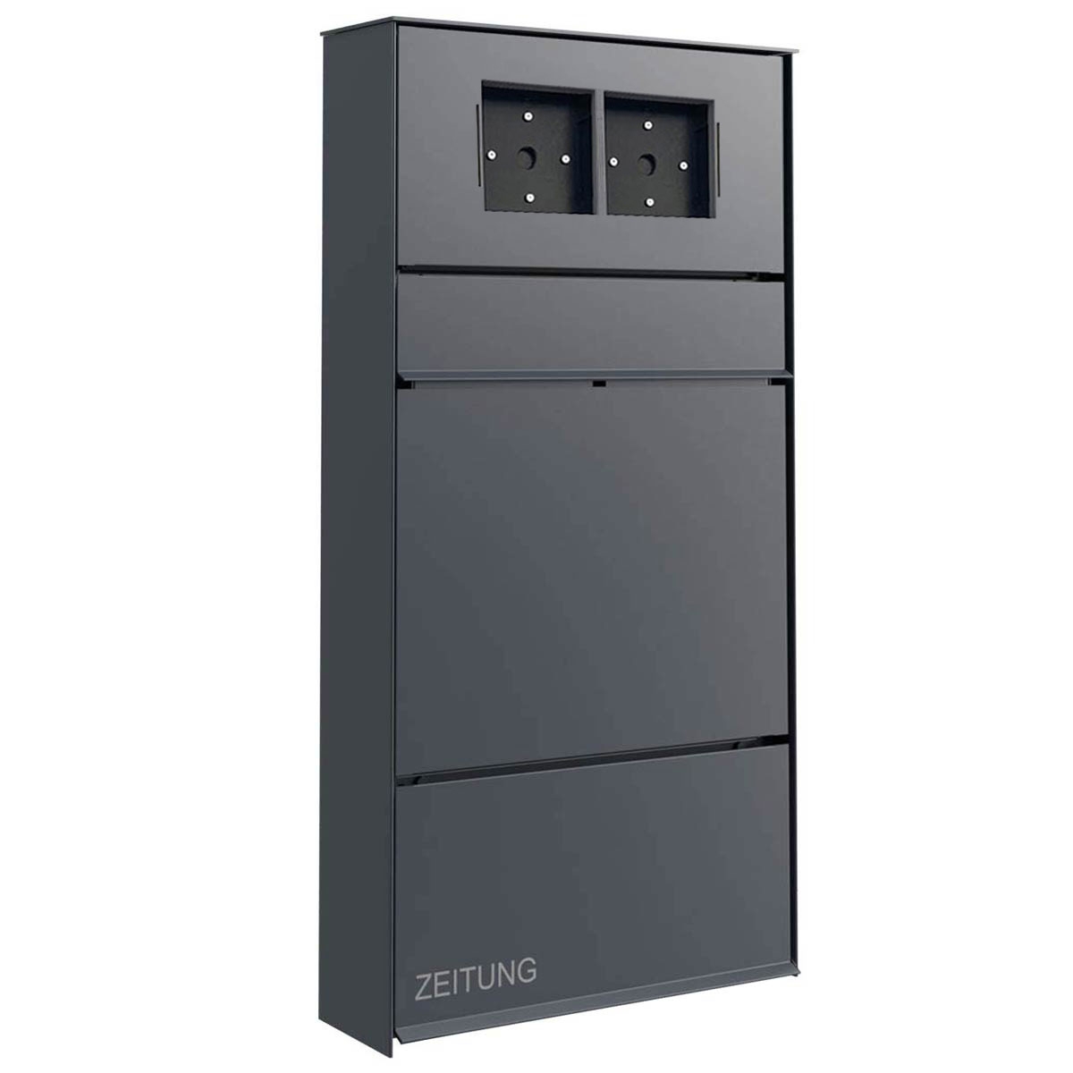Design surface-mounted letterbox GOETHE AP with newspaper compartment - RAL of your choice - LOXONE Intercom/Code Touch prepared Design surface-mounted letterbox GOETHE AP with newspaper compartment - RAL of your choice - LOXONE Intercom/Code Touch prepared