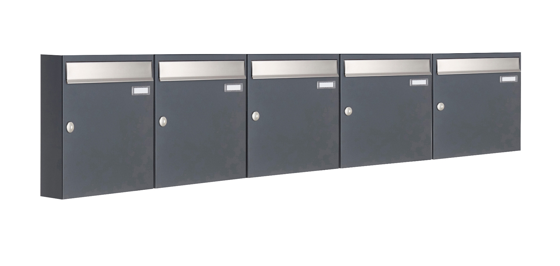 5er 5x1 Aufputz Briefkastenanlage Design BASIC 382 AP - Edelstahl-RAL 7016 anthrazitgrau