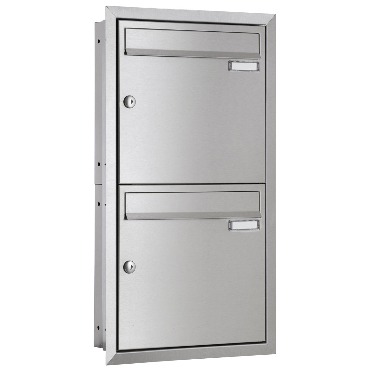 2er 1x2 Edelstahl Unterputz Briefkastenanlage BASIC Plus 382XU UP - Edelstahl geschliffen - 2 Parteien 2er 1x2 Edelstahl Unterputz Briefkastenanlage BASIC Plus 382XU UP - Edelstahl geschliffen - 2 Parteien
