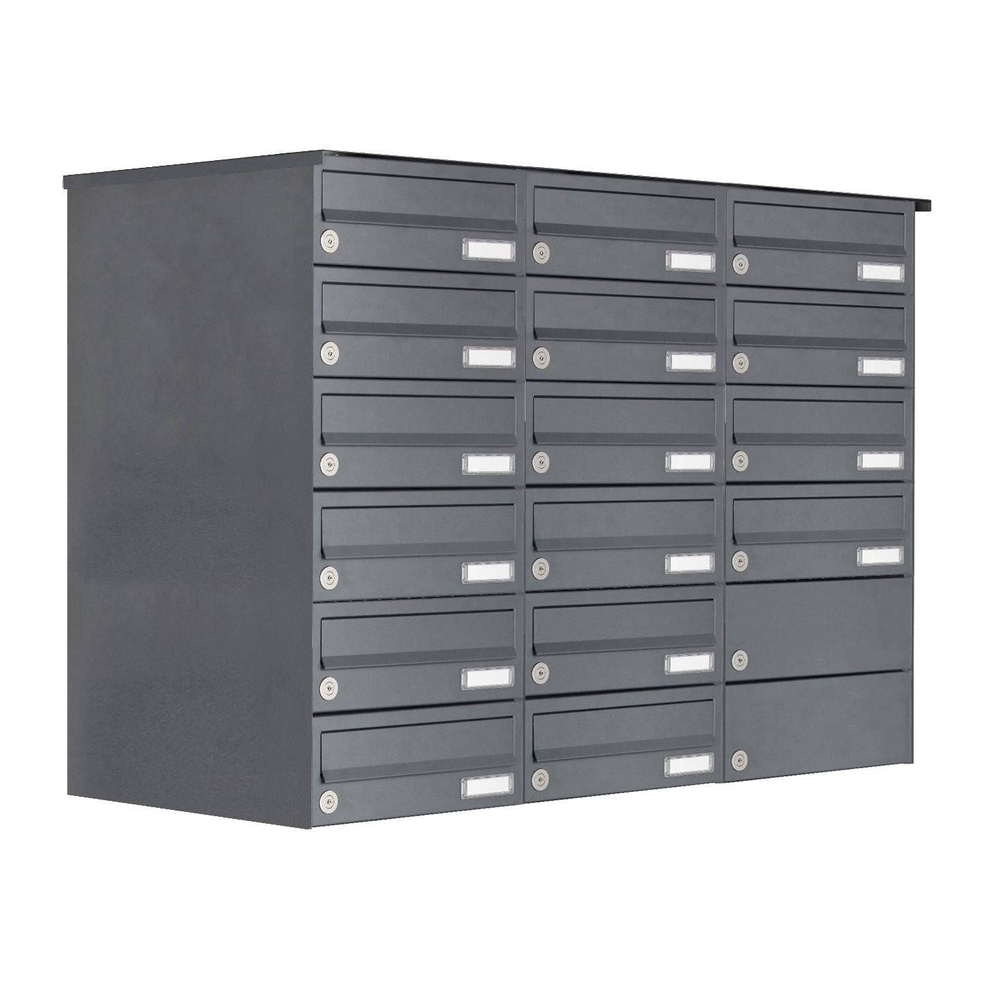 16er 6x3 Aufputz Briefkastenanlage Design BASIC 385A-7016 AP - RAL 7016 anthrazitgrau 16er 6x3 Aufputz Briefkastenanlage Design BASIC 385A-7016 AP - RAL 7016 anthrazitgrau