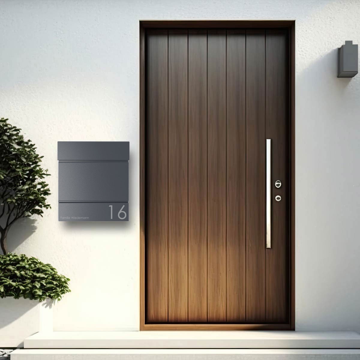 Briefkasten KANT mit Zeitungsfach - Design 2 - RAL 7016 anthrazitgrau Briefkasten KANT mit Zeitungsfach - Design 2 - RAL 7016 anthrazitgrau