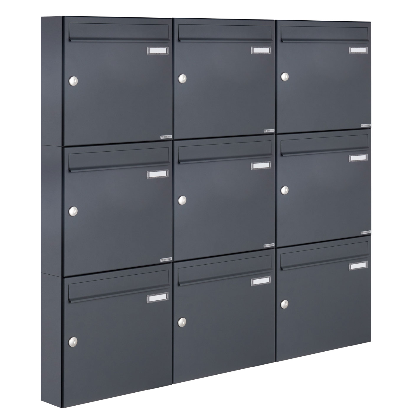 9er 3x3 Aufputz Briefkasten Design BASIC 382A AP - RAL 7016 anthrazitgrau