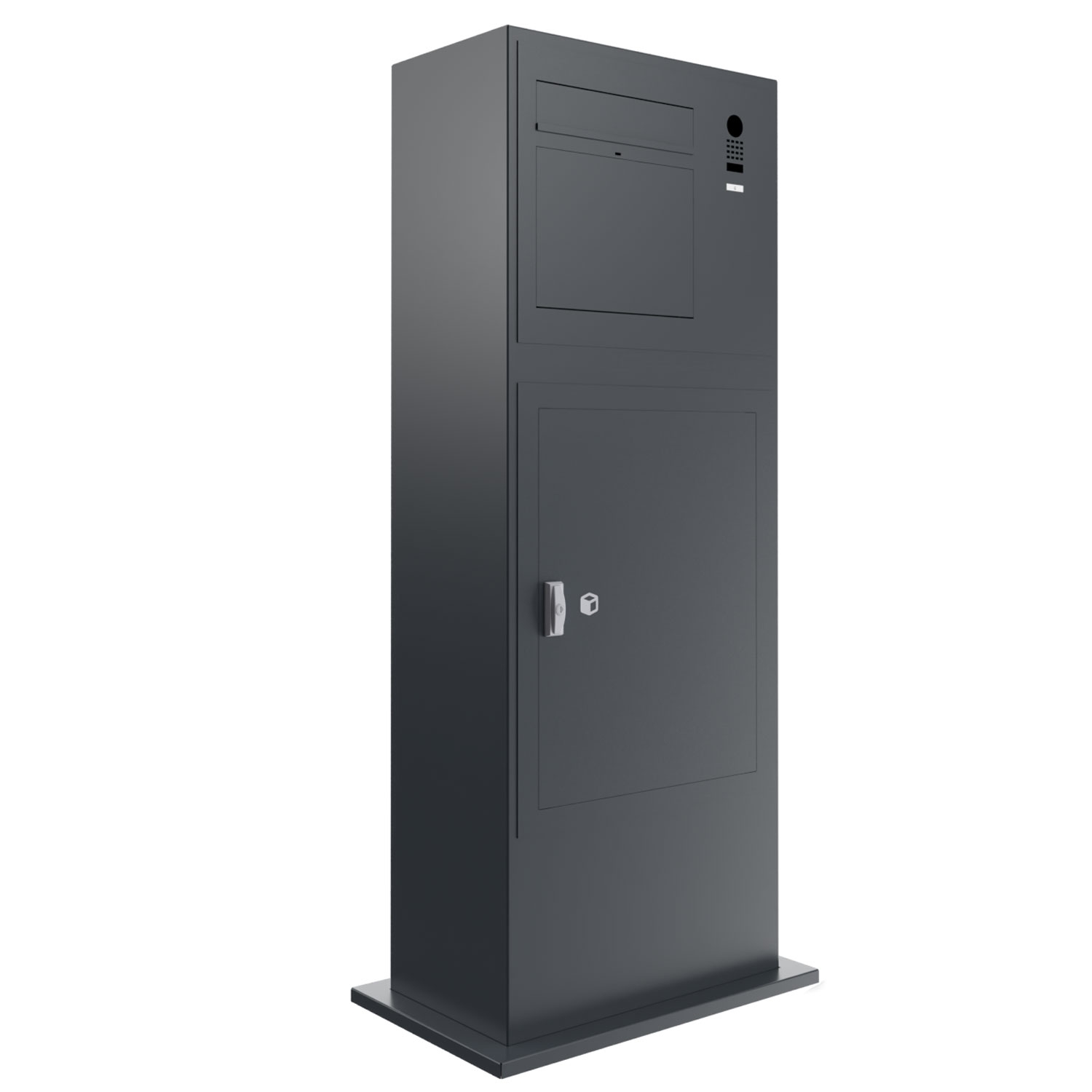 Design Briefkastenpaketsäule GRIMM - Farbe nach Wahl mit DoorBird Video-Sprechanlage rechts