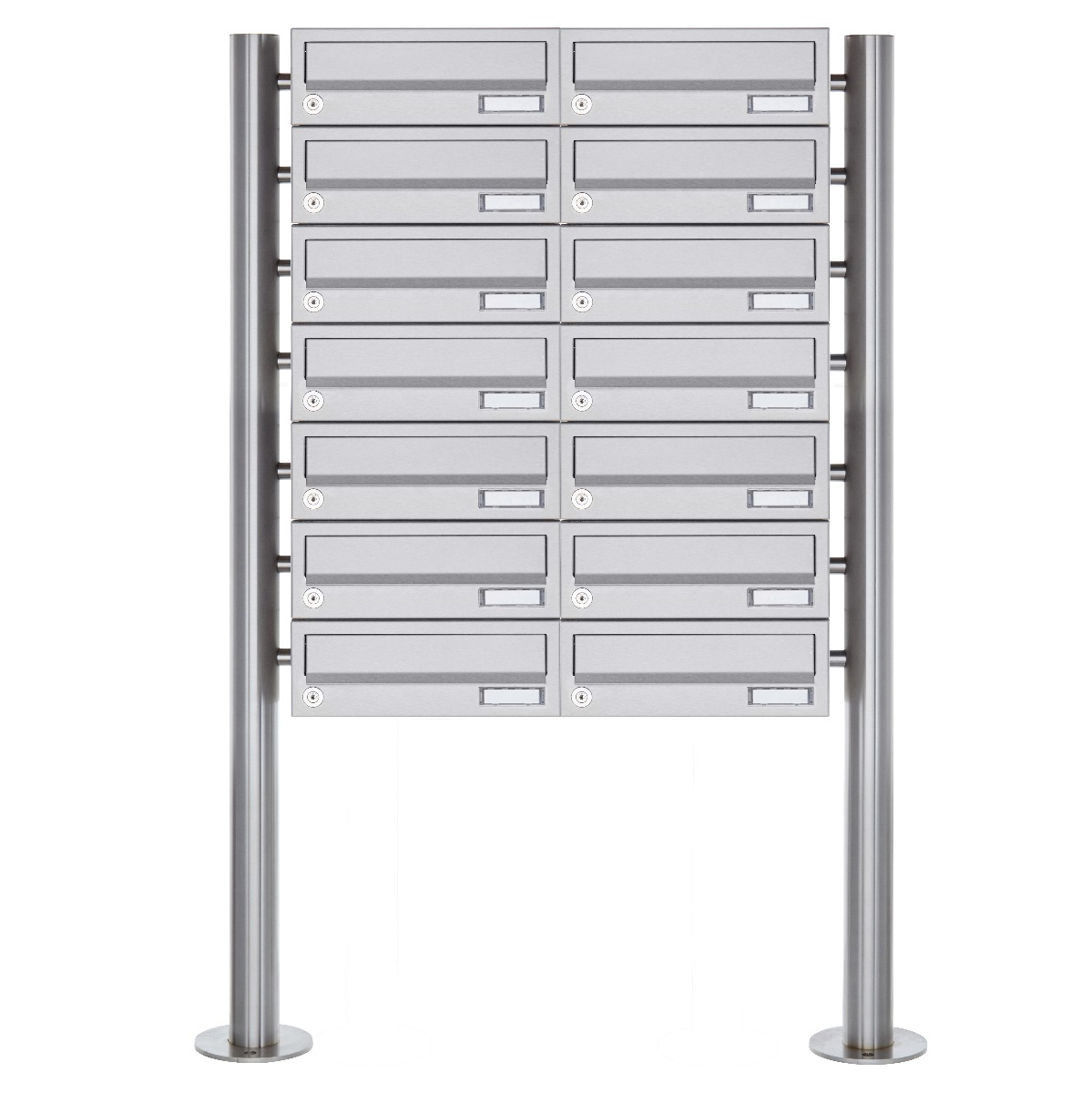 14er Briefkastenanlage freistehend Design BASIC 385-VA ST-R - Edelstahl V2A, geschliffen