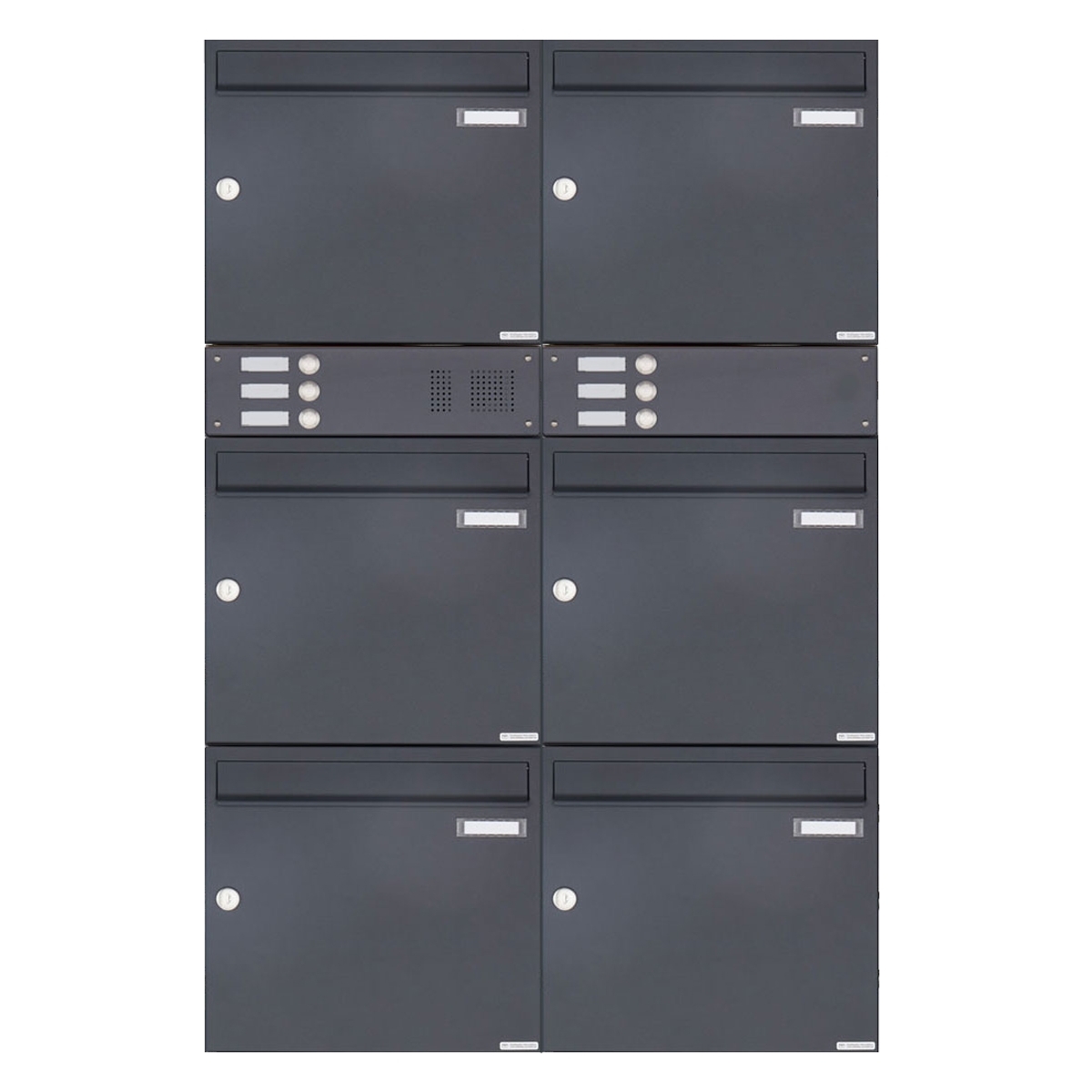 6-piece surface-mounted letterbox design BASIC 382A AP with bell box - RAL 7016 anthracite grey 6-piece surface-mounted letterbox design BASIC 382A AP with bell box - RAL 7016 anthracite grey