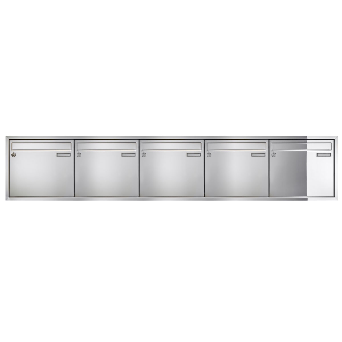 5er 5x1 Unterputz Briefkastenanlage CLASSIC 534C - Edelstahl poliert ähnl. Chrom - 5 Partei