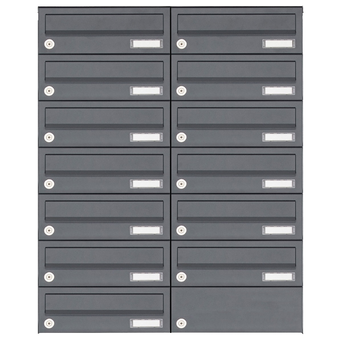 13er 7x2 Aufputz Briefkastenanlage Design BASIC 385A-7016 AP - RAL 7016 anthrazitgrau 13er 7x2 Aufputz Briefkastenanlage Design BASIC 385A-7016 AP - RAL 7016 anthrazitgrau
