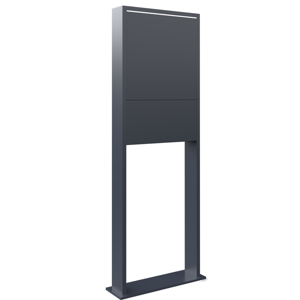 Design free-standing letterbox GOETHE LIB with newspaper compartment - LED design element - RAL of your choice Design free-standing letterbox GOETHE LIB with newspaper compartment - LED design element - RAL of your choice