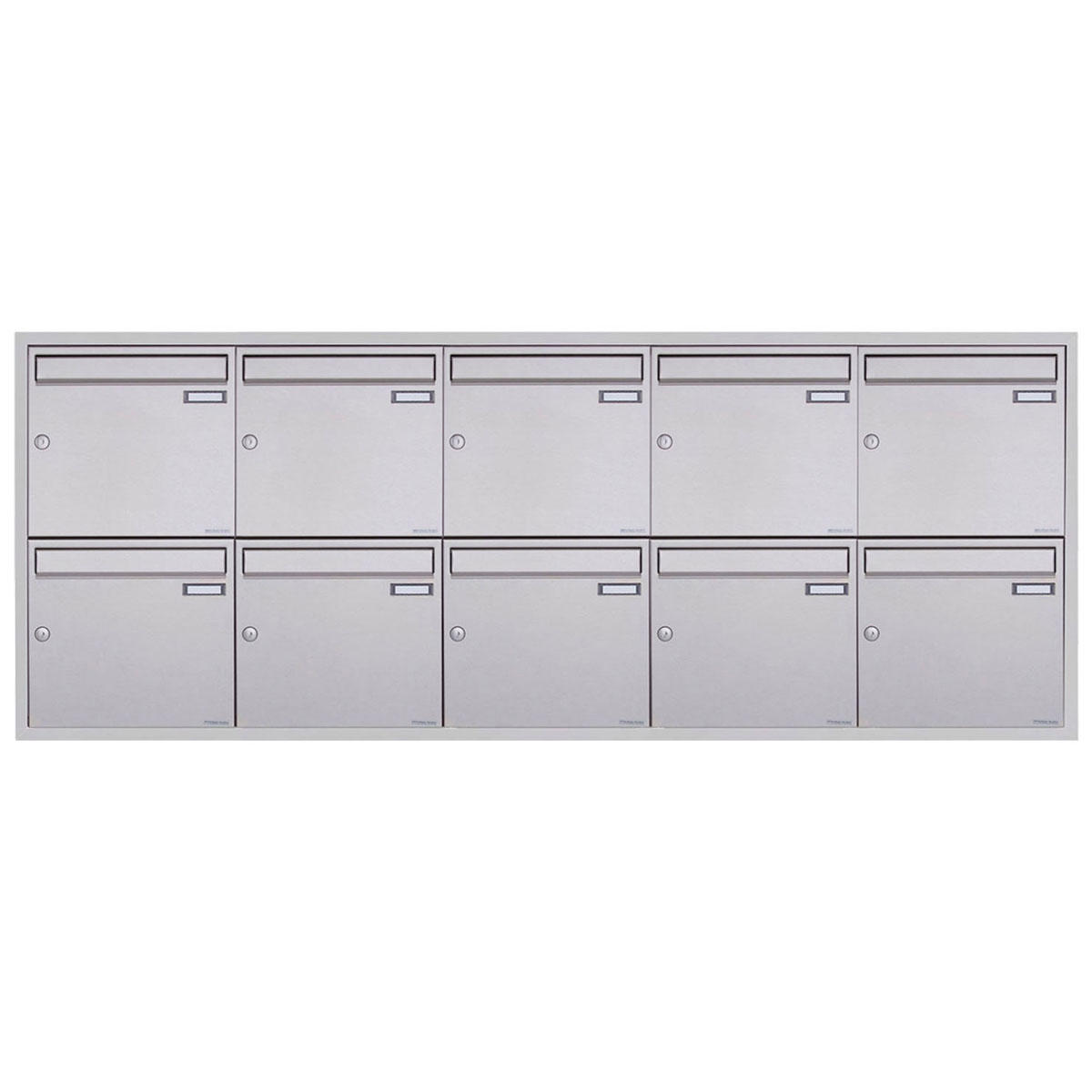 10 pcs. 5x2 stainless steel flush-mounted letterbox system BASIC Plus 382XU UP - polished stainless steel - 10 parties 10 pcs. 5x2 stainless steel flush-mounted letterbox system BASIC Plus 382XU UP - polished stainless steel - 10 parties