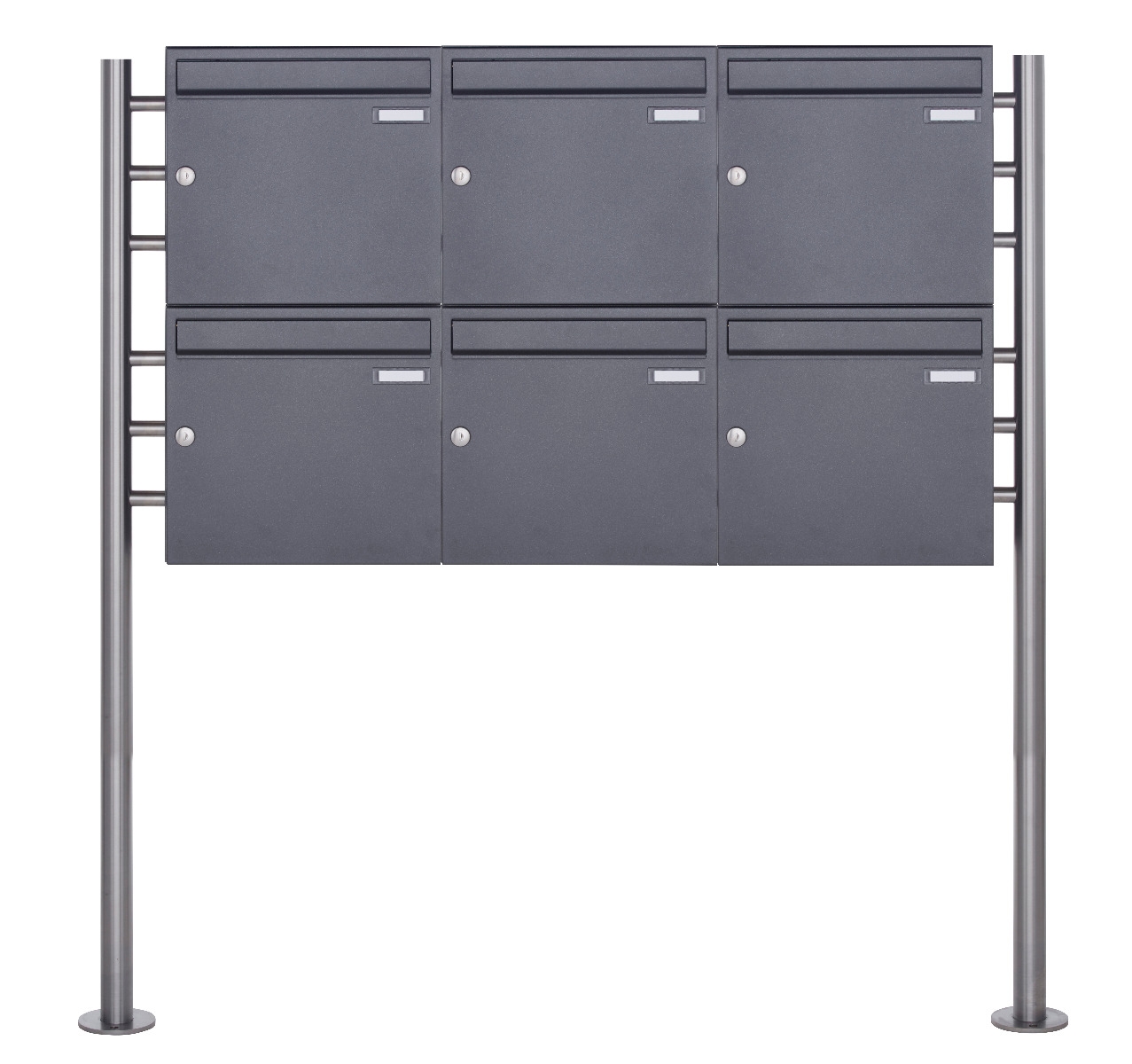 6er 2x3 Standbriefkasten Design BASIC 381 ST-R - DB703 eisenglimmer