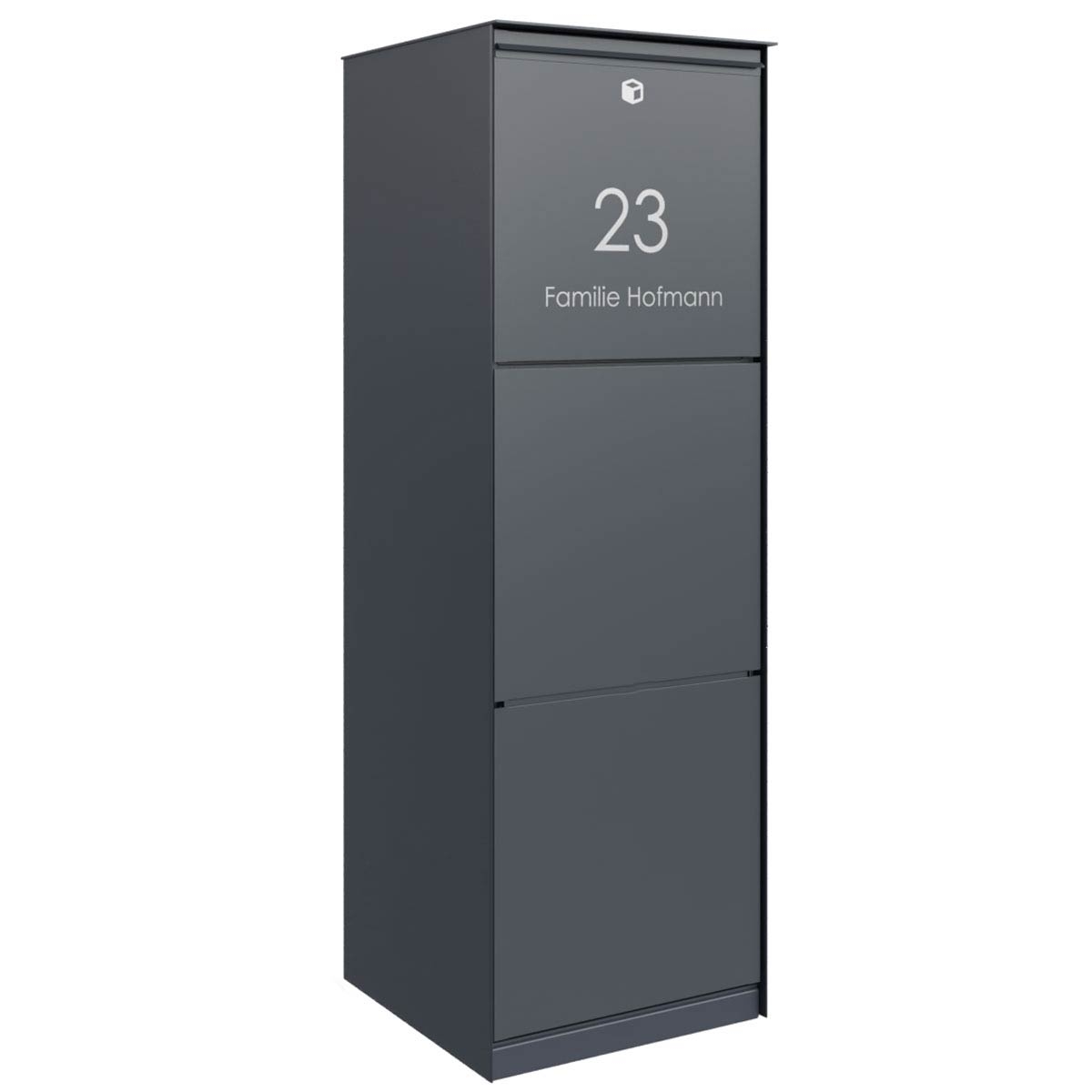 Free-standing GOETHE design parcel box with rear removal - lock system - RAL of your choice Free-standing GOETHE design parcel box with rear removal - lock system - RAL of your choice