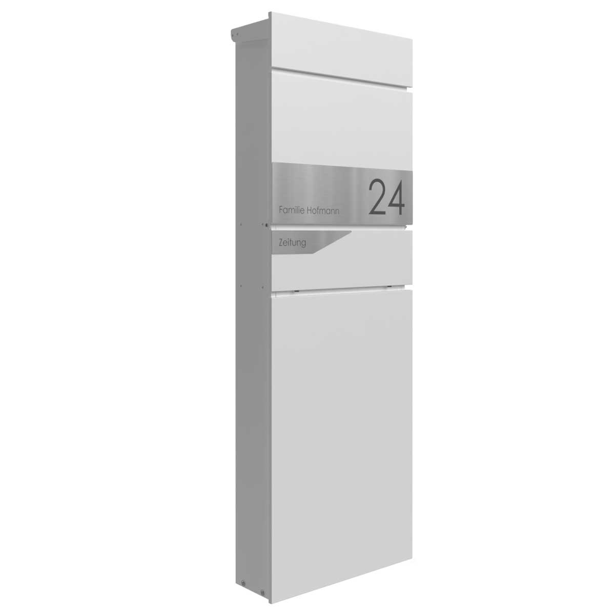 Standbriefkasten LESSING Edition mit Zeitungsfach - Design Elegance 1 - RAL 9016 verkehrsweiß Standbriefkasten LESSING Edition mit Zeitungsfach - Design Elegance 1 - RAL 9016 verkehrsweiß