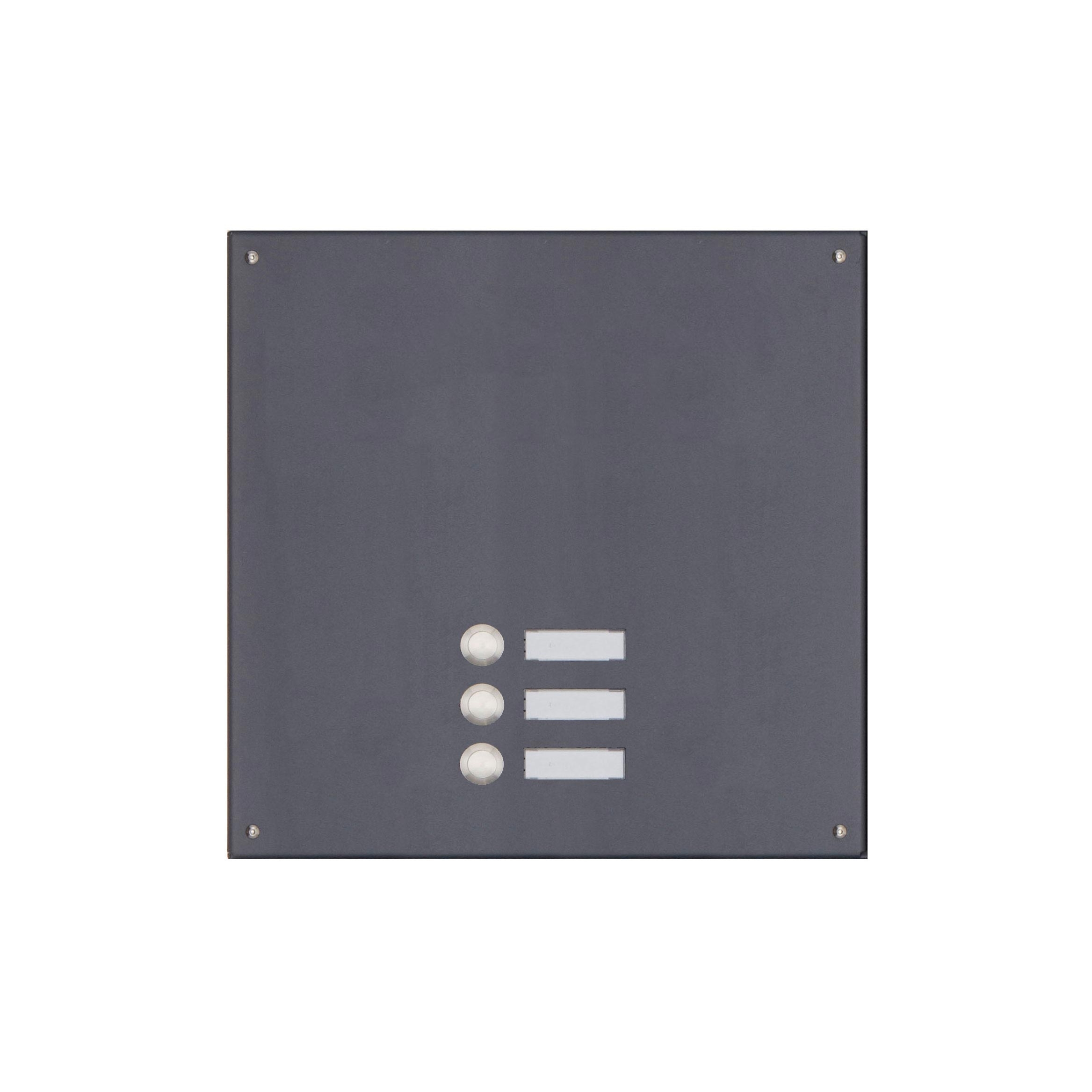 Edelstahl-Blende 355x330 für 3 Partei ohne Sprechlochung, RAL 7016 feinstruktur matt Edelstahl-Blende 355x330 für 3 Partei ohne Sprechlochung, RAL 7016 feinstruktur matt