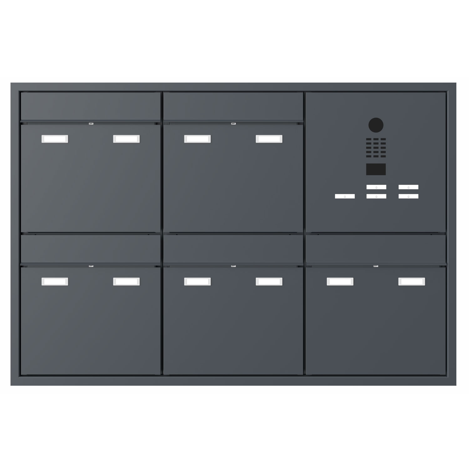 5-piece flush-mounted letterbox GOETHE UP - RAL of your choice - DoorBird video intercom right