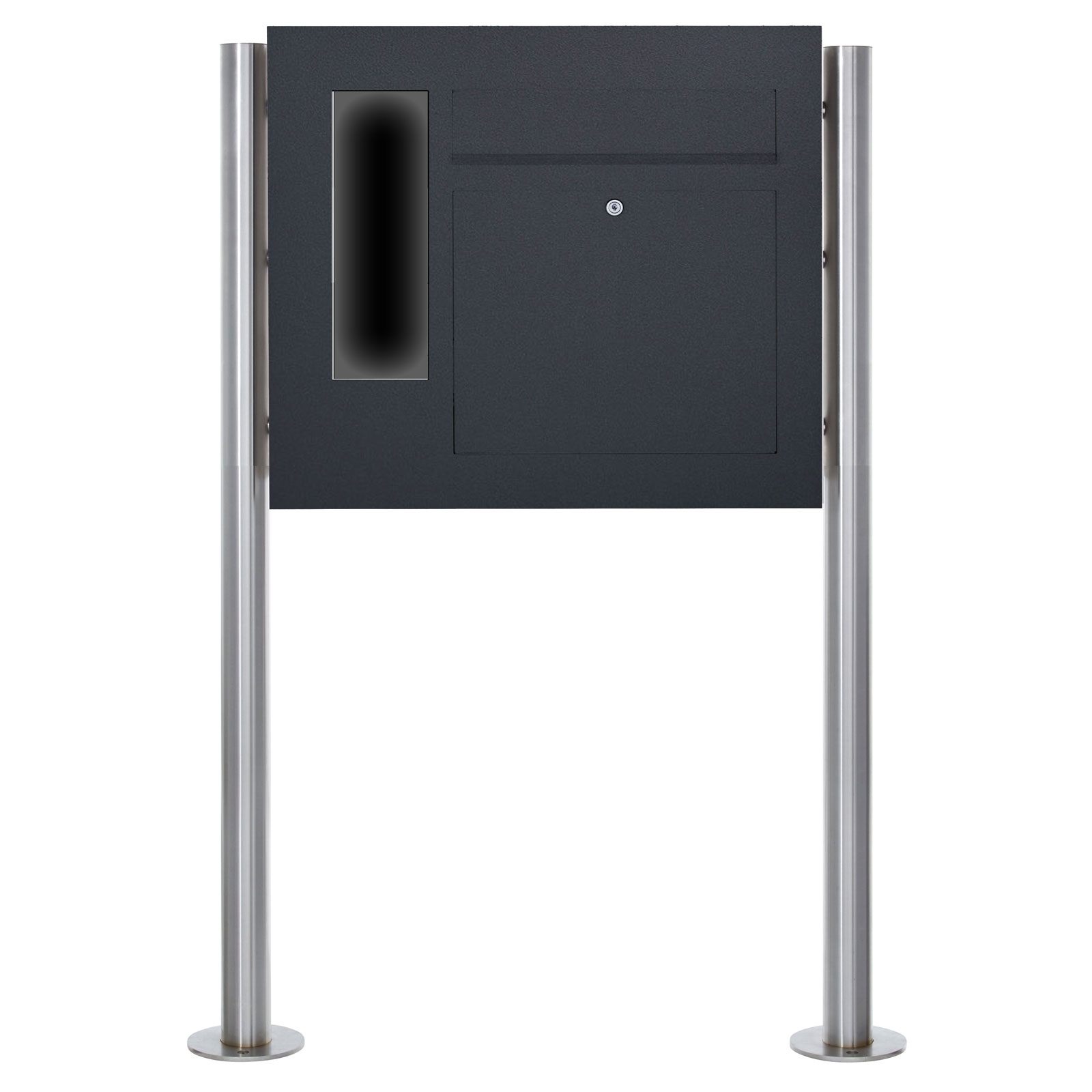 Edelstahl Standbriefkasten Designer Modell BIG - GIRA System 106 seitlich - 3-fach vorbereitet - RAL Farbe