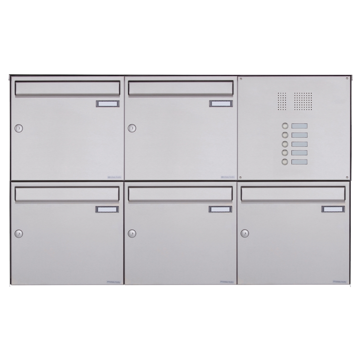 5er Edelstahl Aufputz Briefkasten Design BASIC Plus 382XA AP mit Klingelkasten - Edelstahl V2A 5er Edelstahl Aufputz Briefkasten Design BASIC Plus 382XA AP mit Klingelkasten - Edelstahl V2A