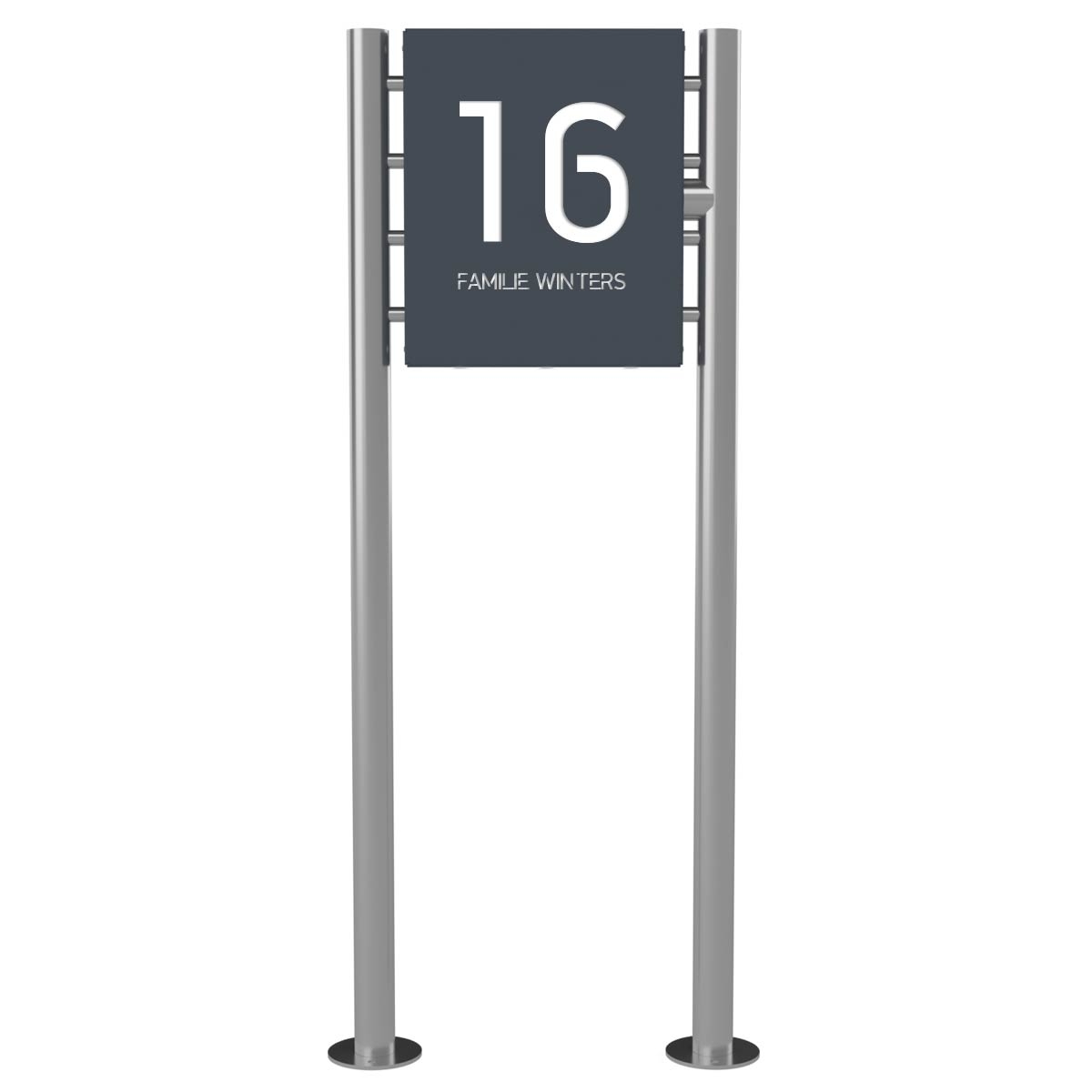 1b1d823bfe15099cfe3436e5ce0b0562d0678ba9 Schild freistehend BASIC 390BL - 400x480 - Hausnummer und Beschriftung beleuchtet