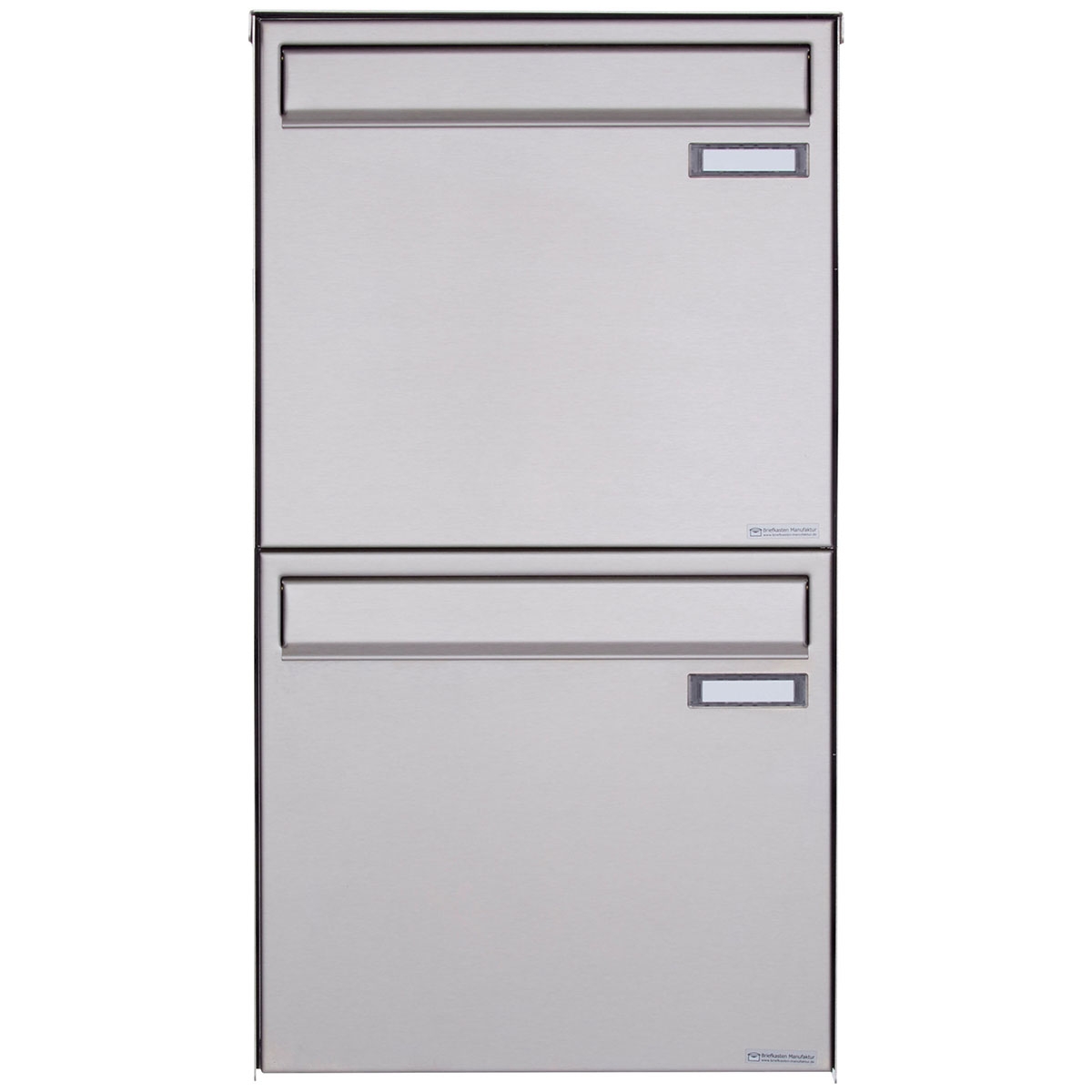 2er 1x2 Edelstahl Zaunbriefkasten BASIC Plus 382XZ - Entnahme rückseitig 2er 1x2 Edelstahl Zaunbriefkasten BASIC Plus 382XZ - Entnahme rückseitig