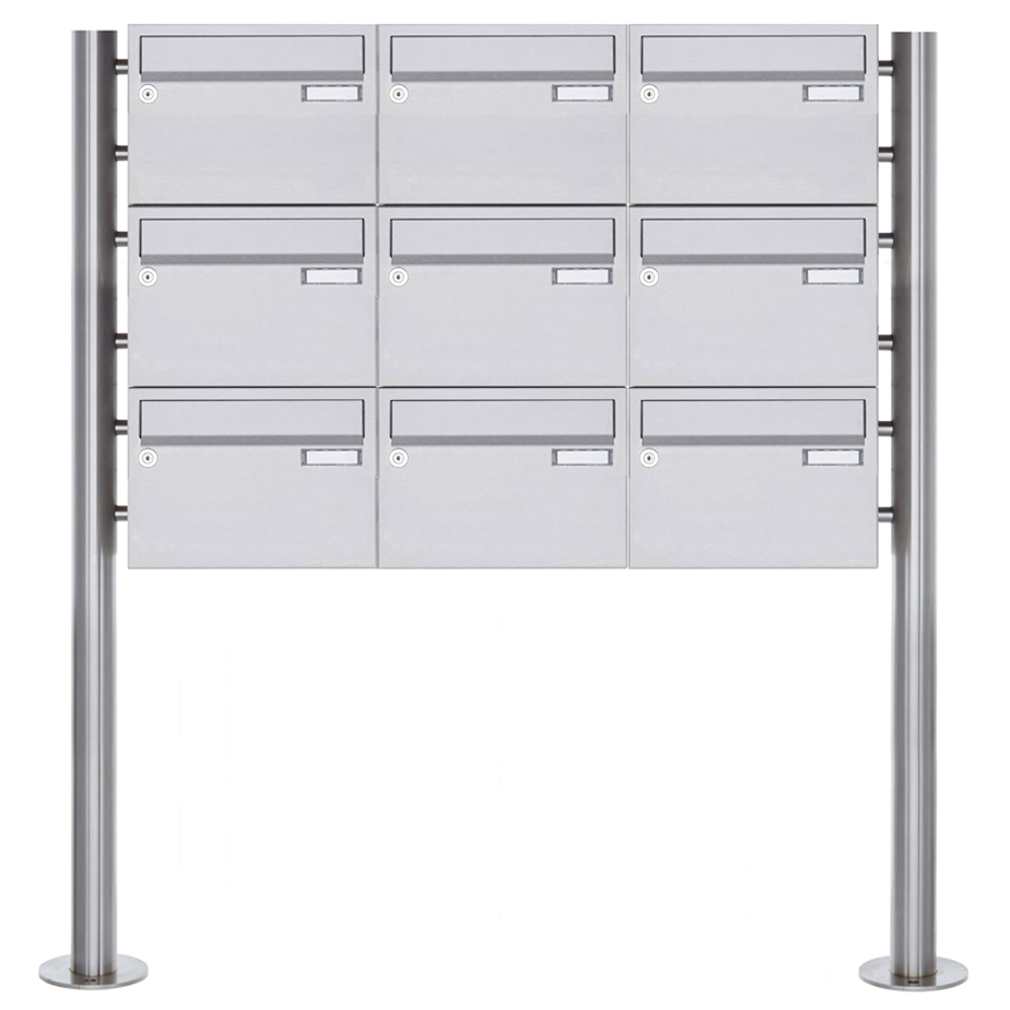 9-post brievenbus van roestvrij staal Design BASIC Plus 385 220 X ST R - roestvrij staal V2A 9-post brievenbus van roestvrij staal Design BASIC Plus 385 220 X ST R - roestvrij staal V2A