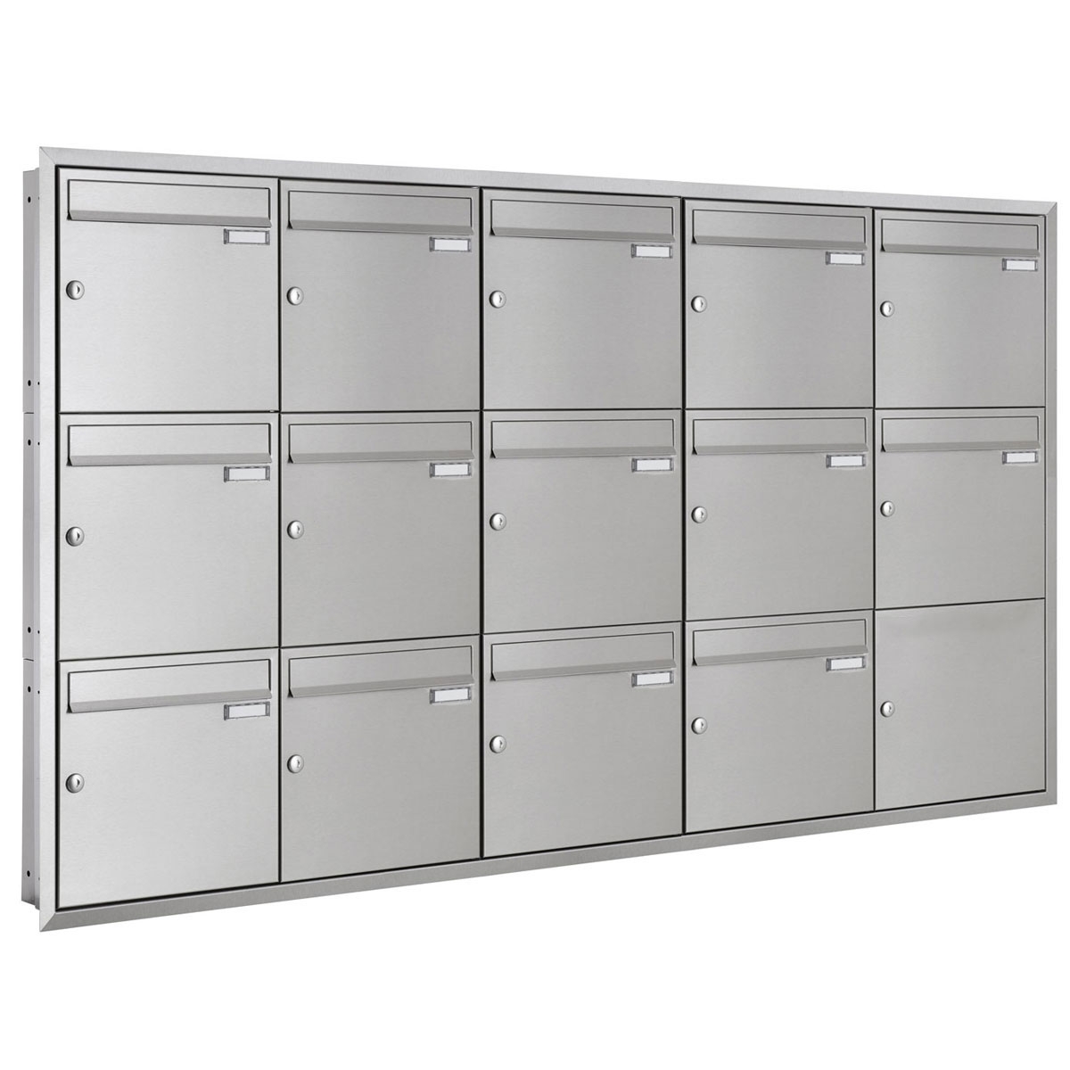 14er 5x3 Edelstahl Unterputz Briefkastenanlage BASIC Plus 382XU UP - Edelstahl geschliffen - 14 Parteien