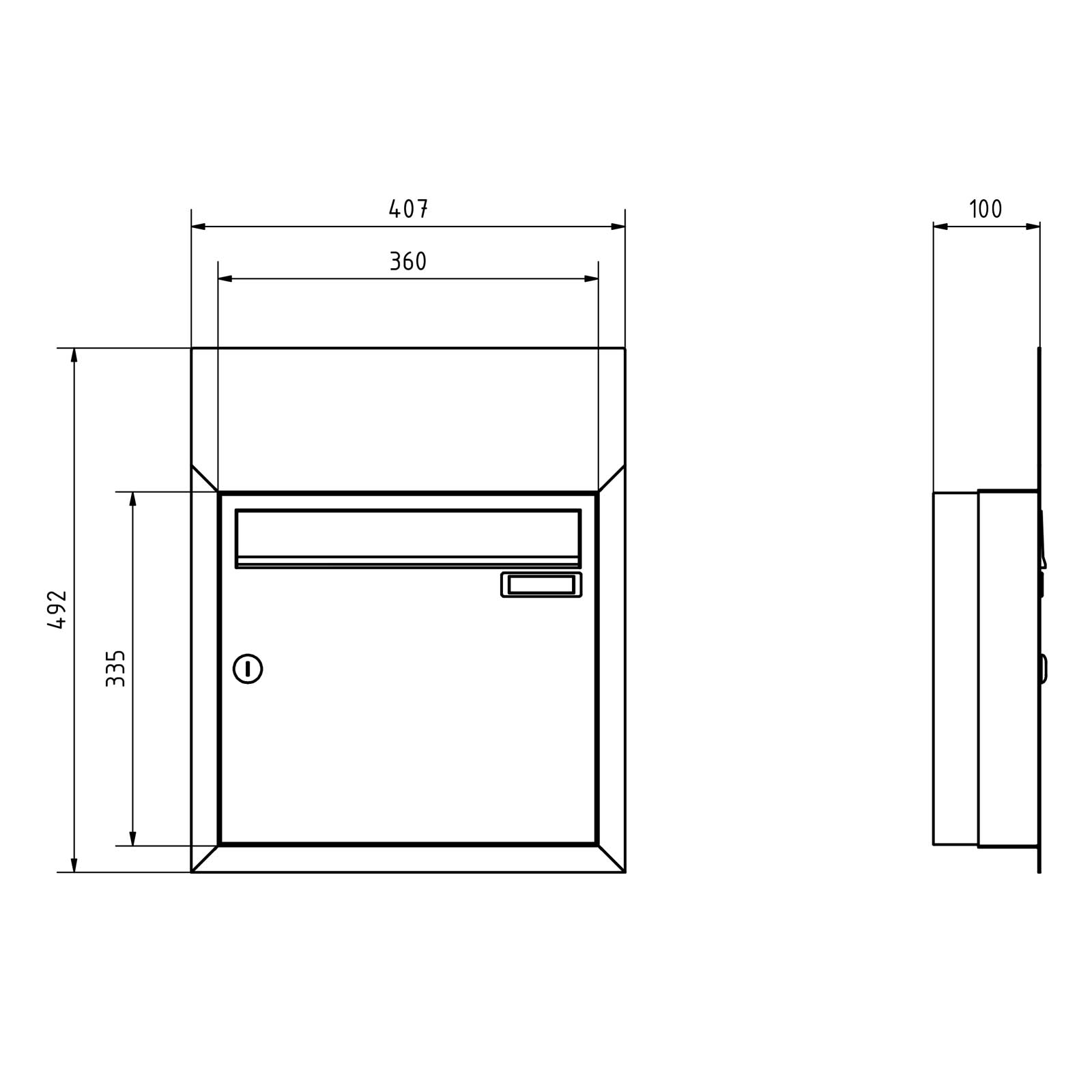 1 flush-mounted letterbox system BASIC - Edition NELLY - BI-Color VA-RAL 7016 anthracite grey 1 flush-mounted letterbox system BASIC - Edition NELLY - BI-Color VA-RAL 7016 anthracite grey